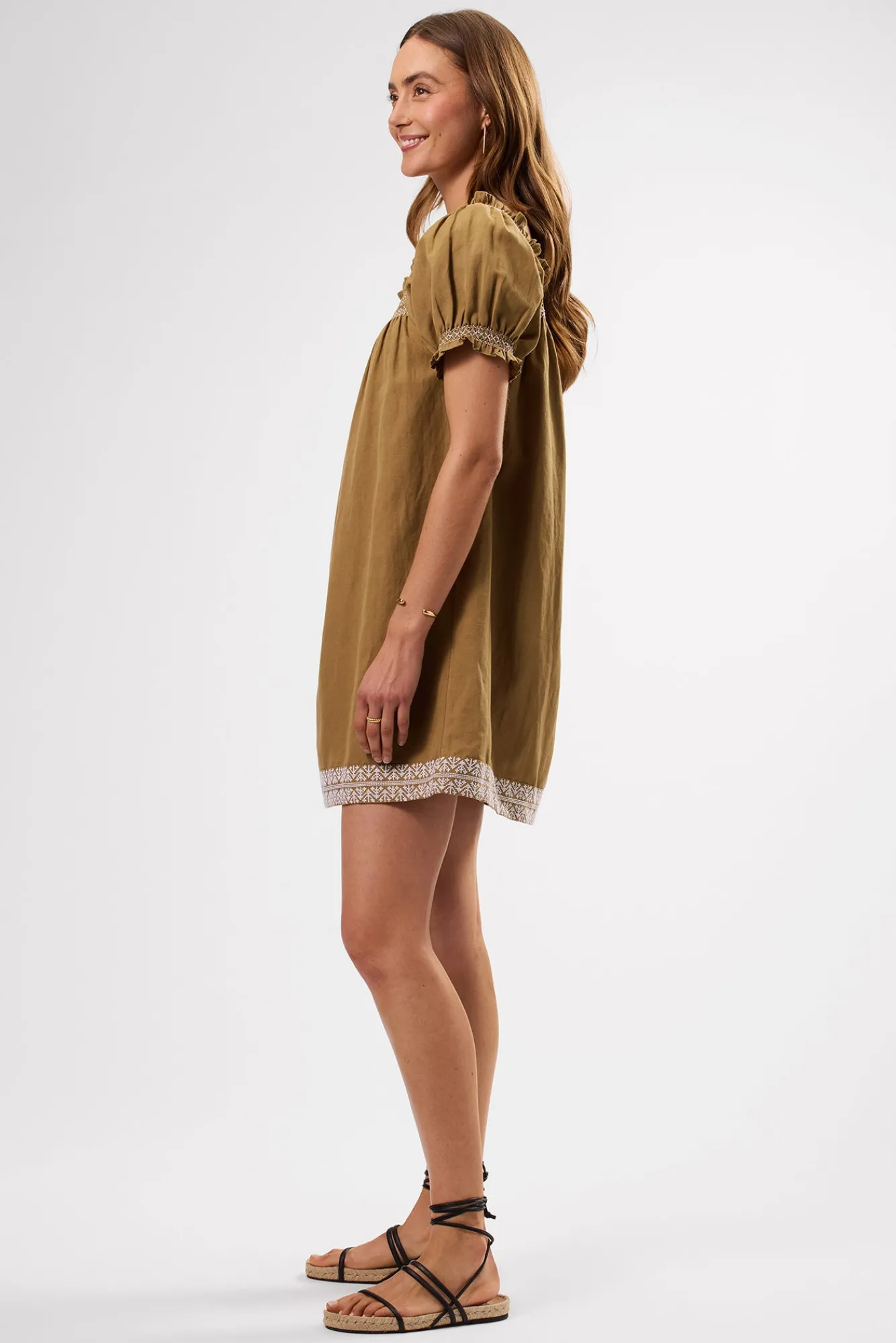 Amour Vert Smocked Embroidery Dress- Dresses|Clearance