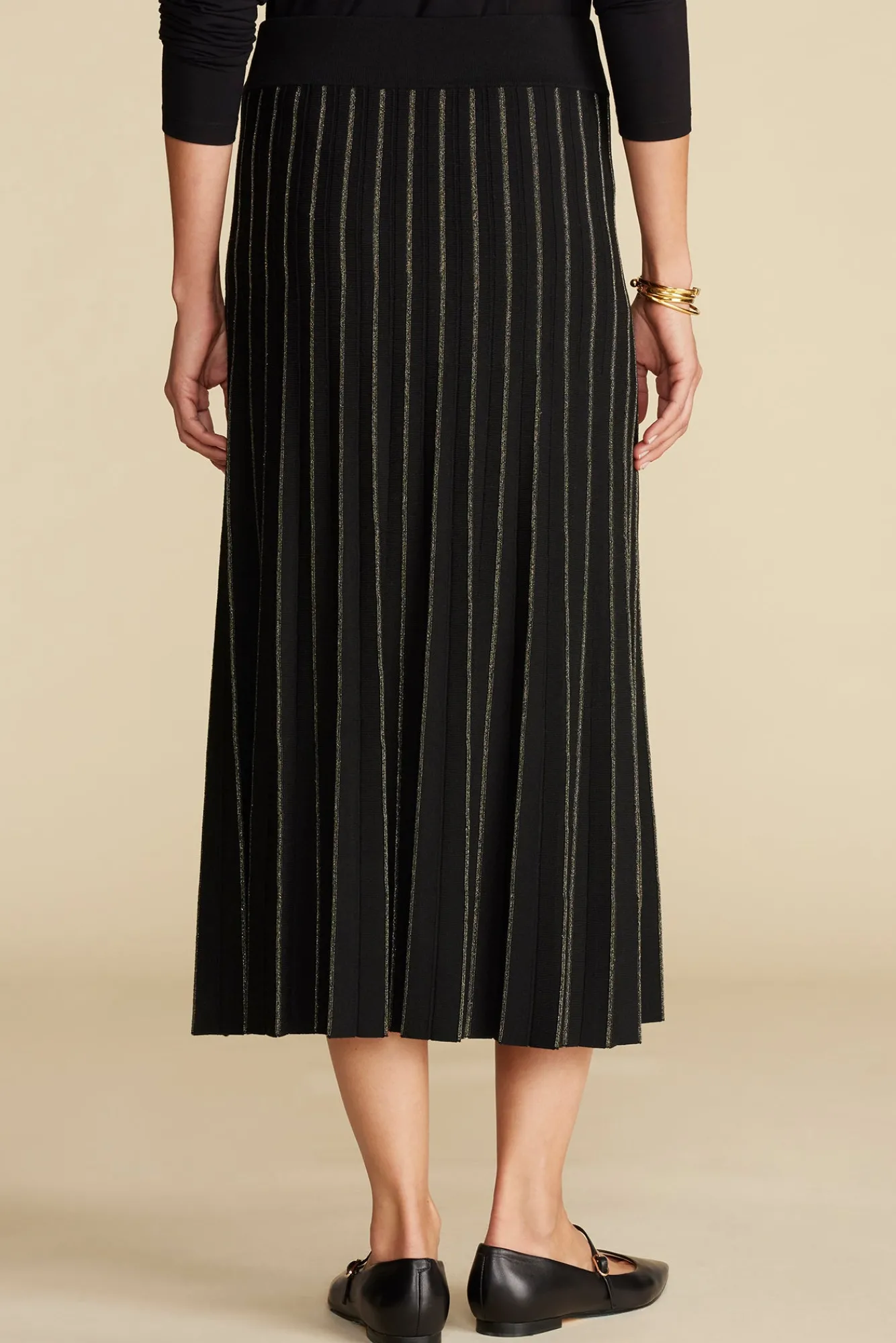 Amour Vert Cerise Metallic Knit Midi Skirt- Skirts