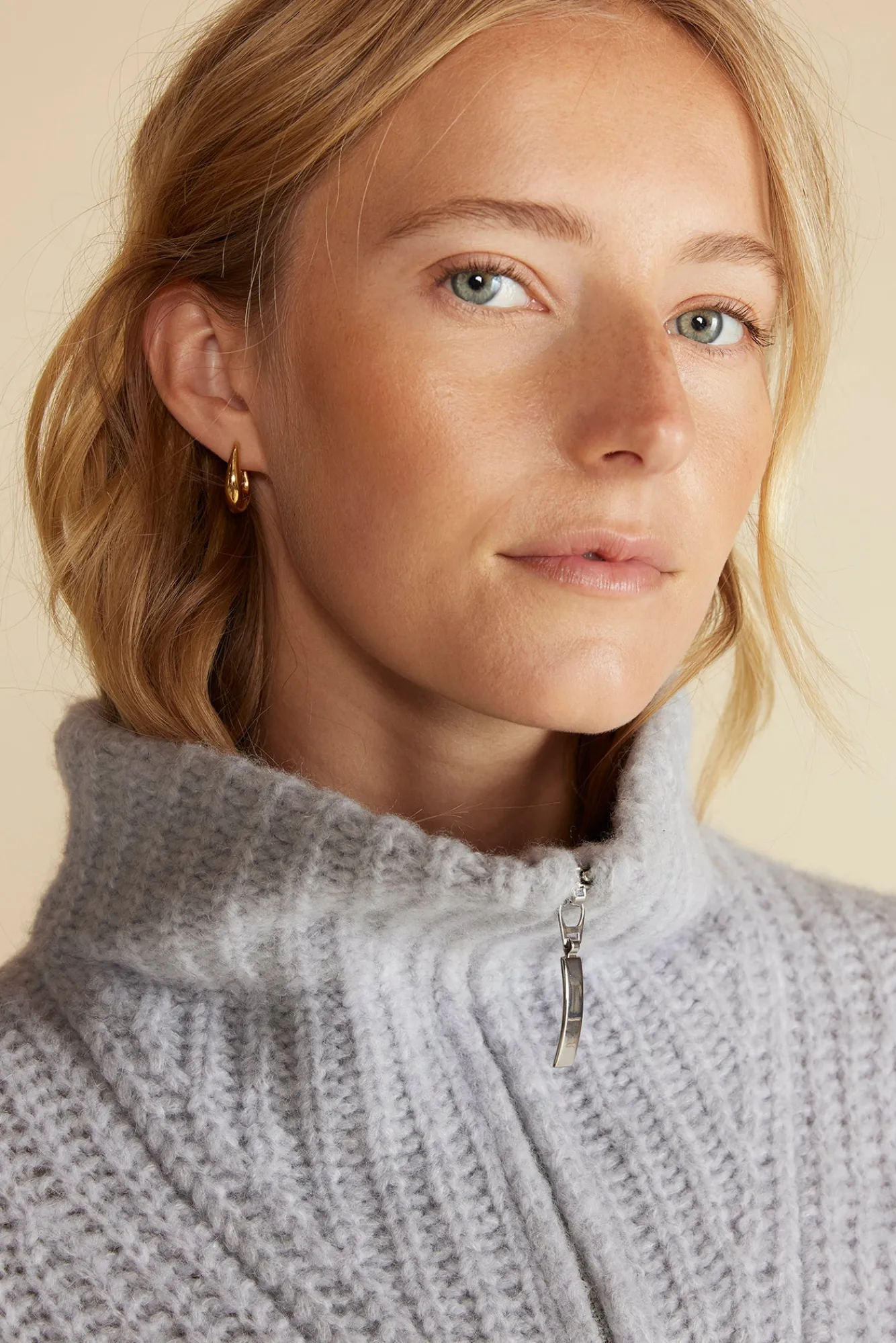 Amour Vert Veronique Chunky Half Zip Pullover Sweater- Sweaters & Cardigans|Clearance