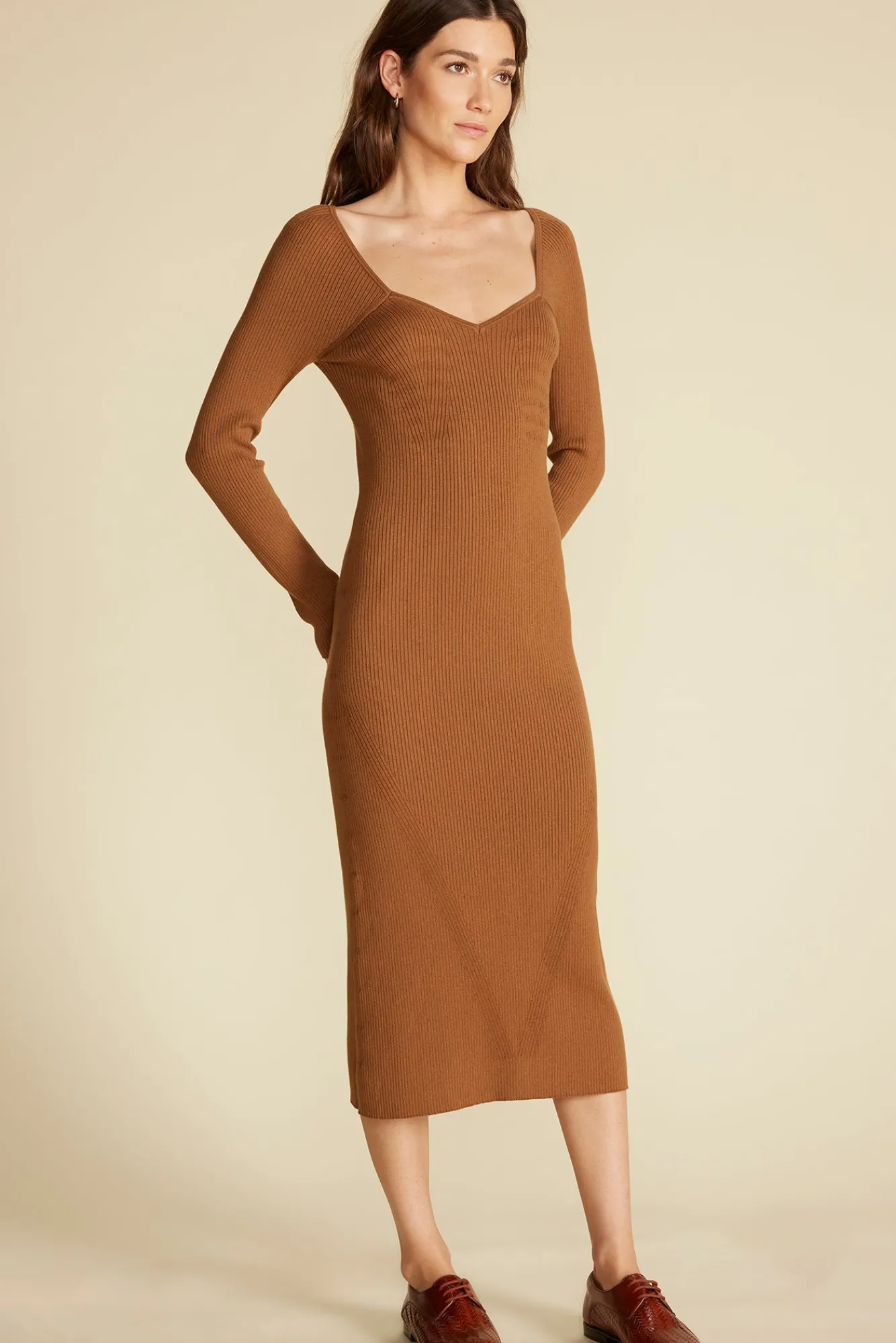 Amour Vert Maelle Square Neck Sweater Dress- Dresses|Clearance