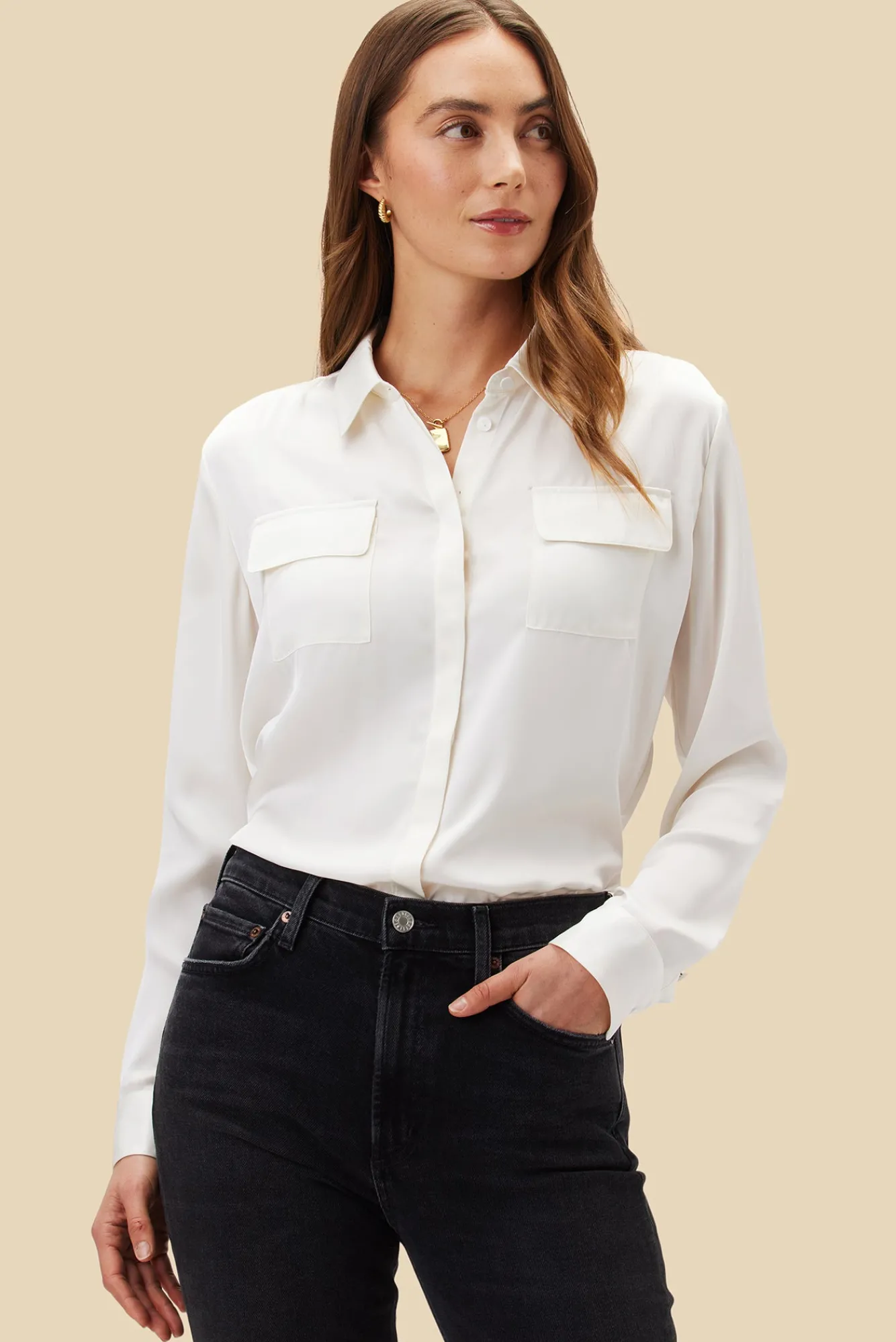 Amour Vert Bixby Pocket Blouse- Blouses & Shirts|Tops