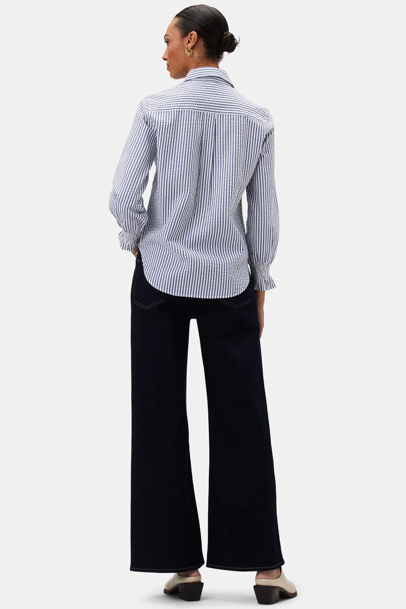 Amour Vert Bixby Seersucker Blouse- Tops|Clearance