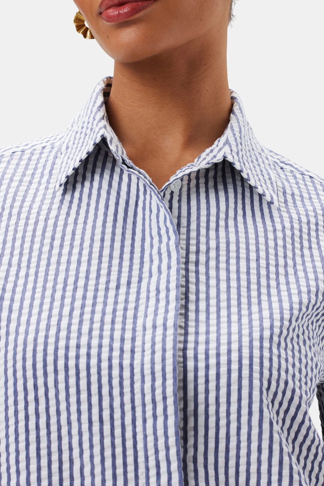 Amour Vert Bixby Seersucker Blouse- Tops|Clearance