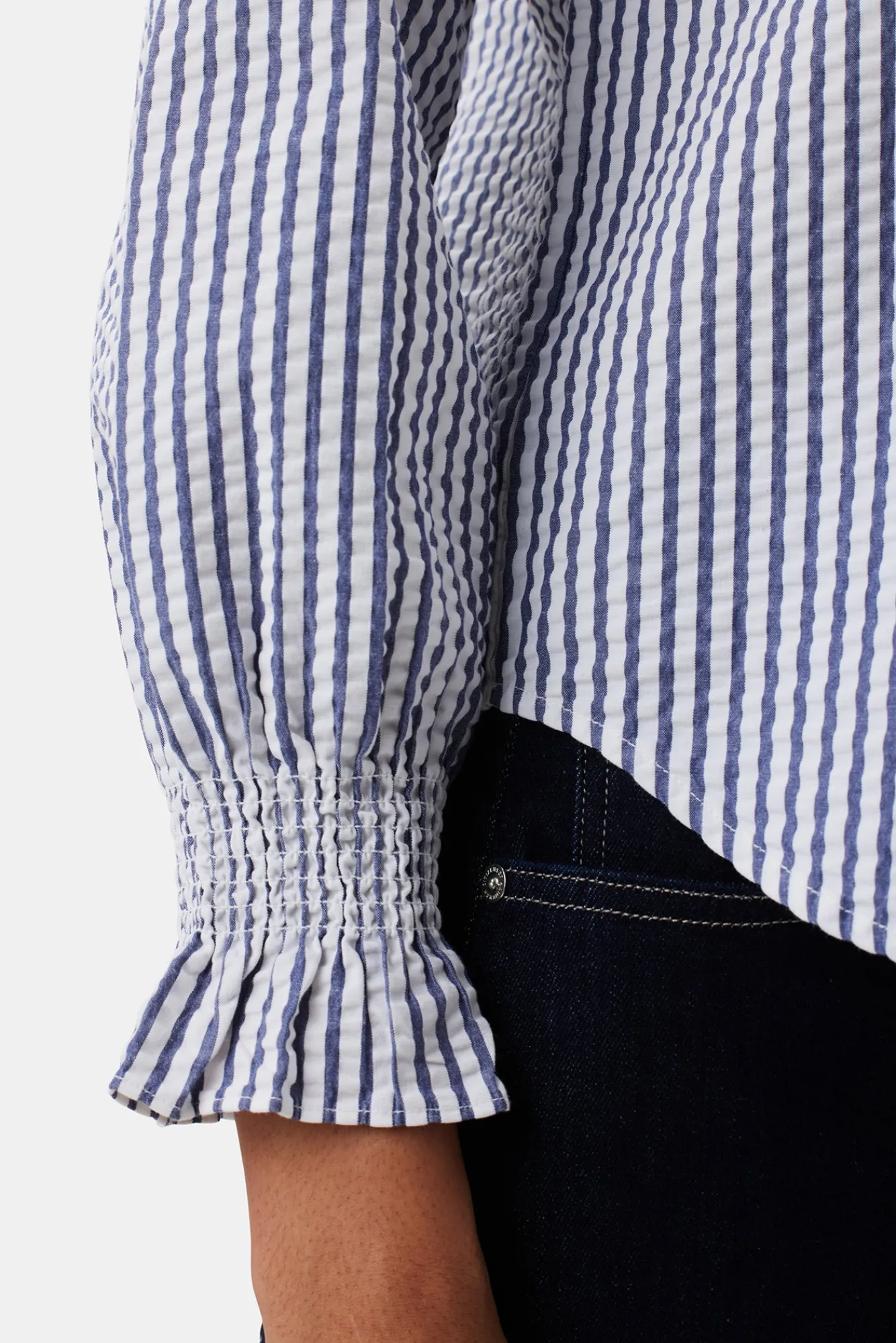 Amour Vert Bixby Seersucker Blouse- Tops|Clearance