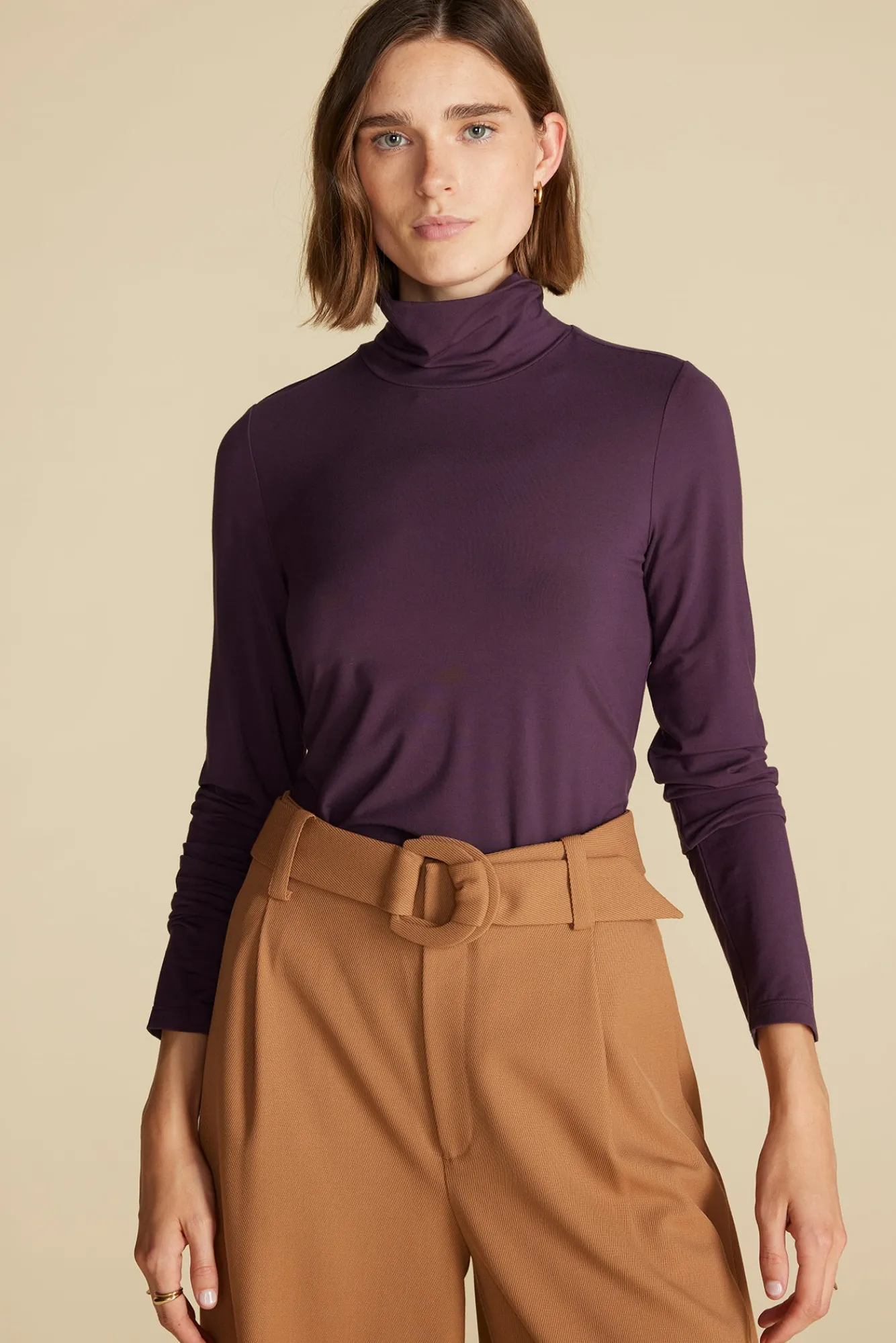 Amour Vert Flannery Bamboo Knit Turtleneck- Tops|Clearance