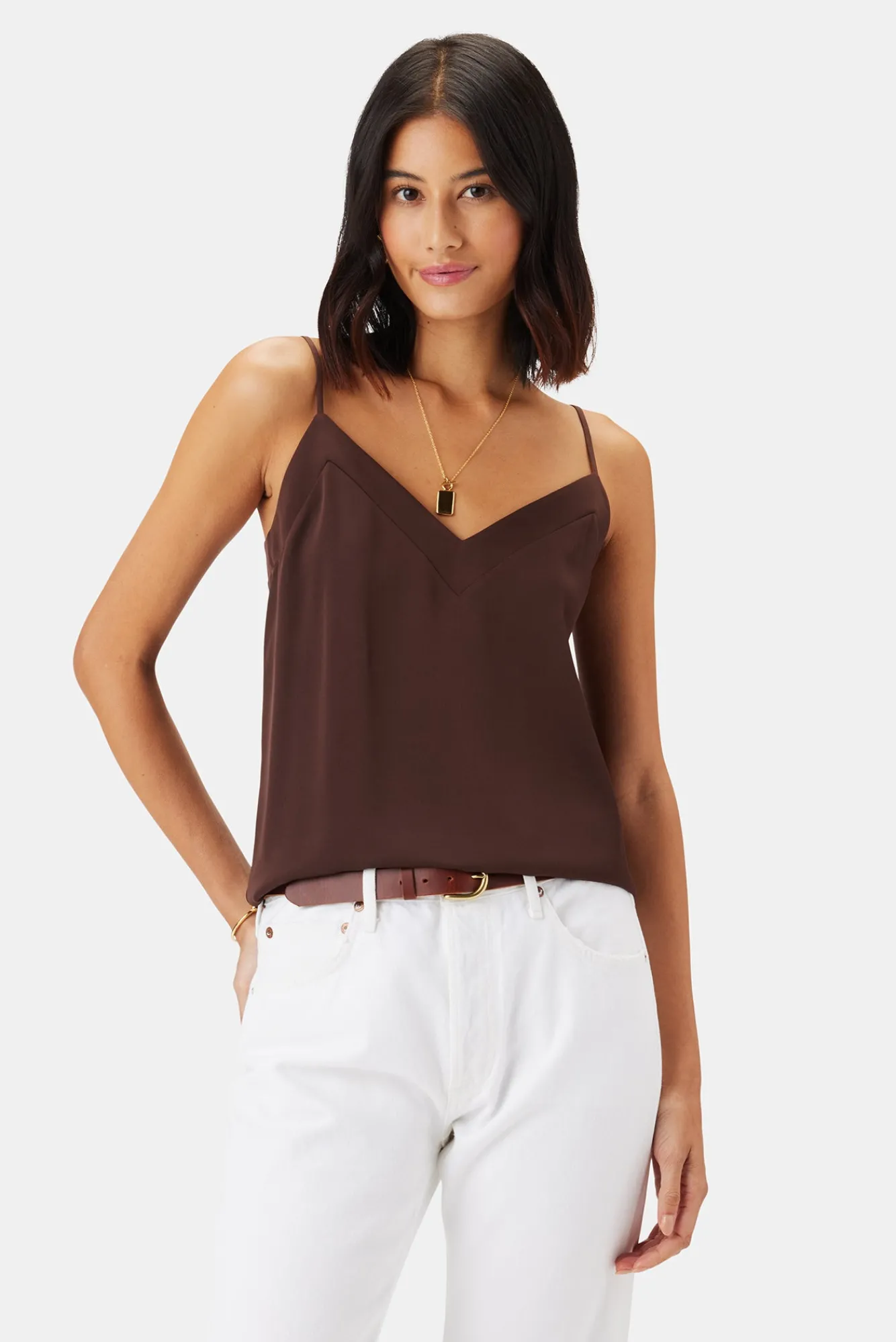Amour Vert Barlow Stretch Silk Tank- Tops|Clearance