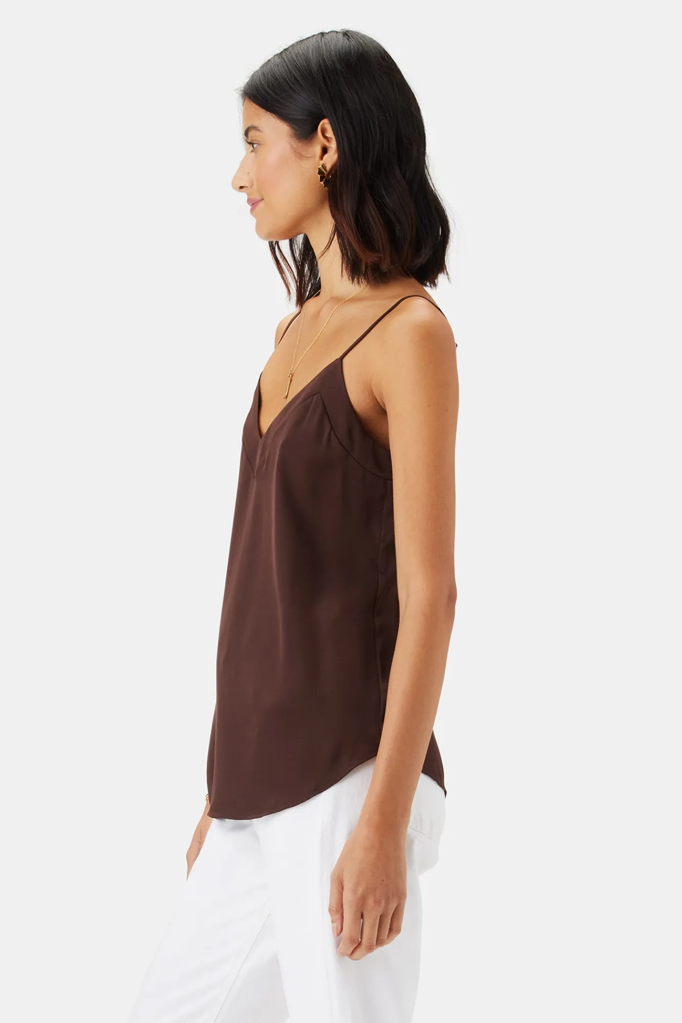 Amour Vert Barlow Stretch Silk Tank- Tops|Clearance