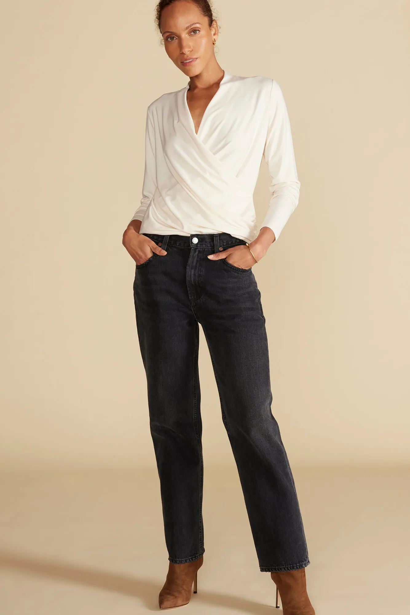 Amour Vert Calais Bamboo Knit Blouse- Blouses & Shirts|Tops