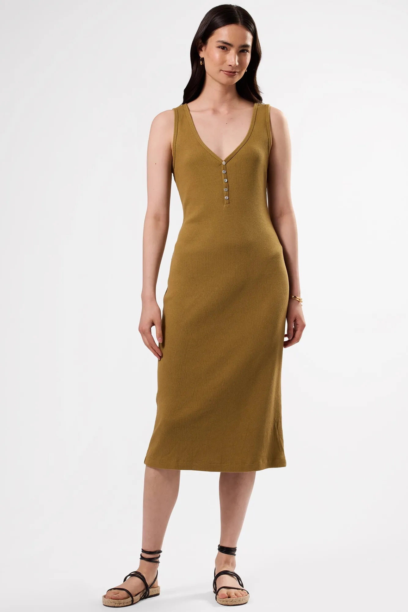 Amour Vert Deacon Organic Cotton Modal Rib Dress- Dresses|Clearance