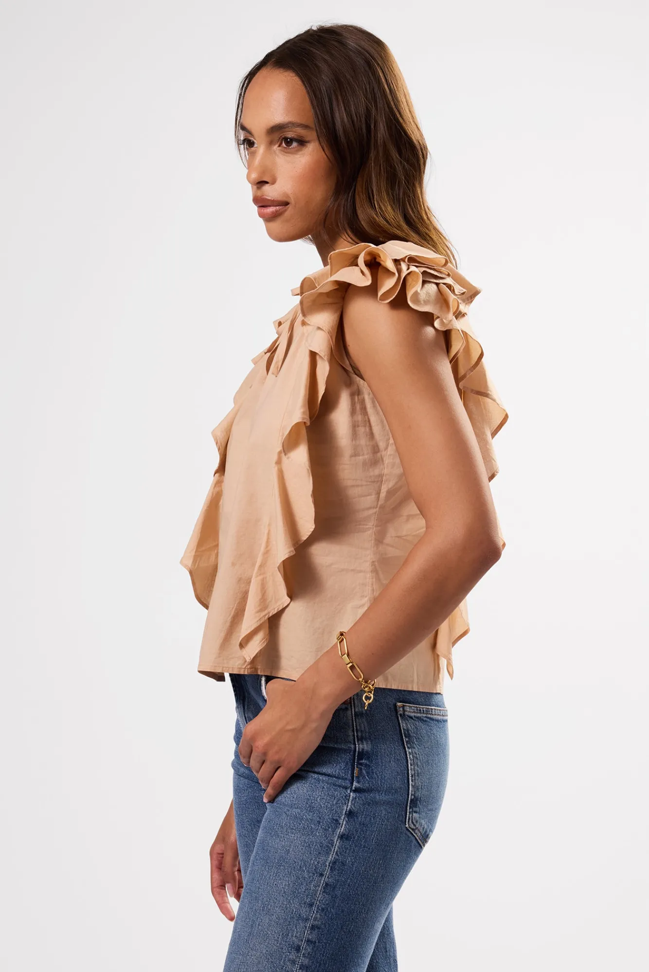 Amour Vert Ruffle Sleeve Top- Tops|Clearance
