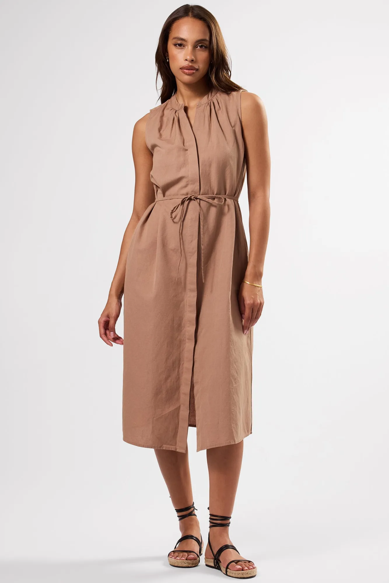 Amour Vert Kylen Cotton Linen Shirt Dress- Dresses|Clearance