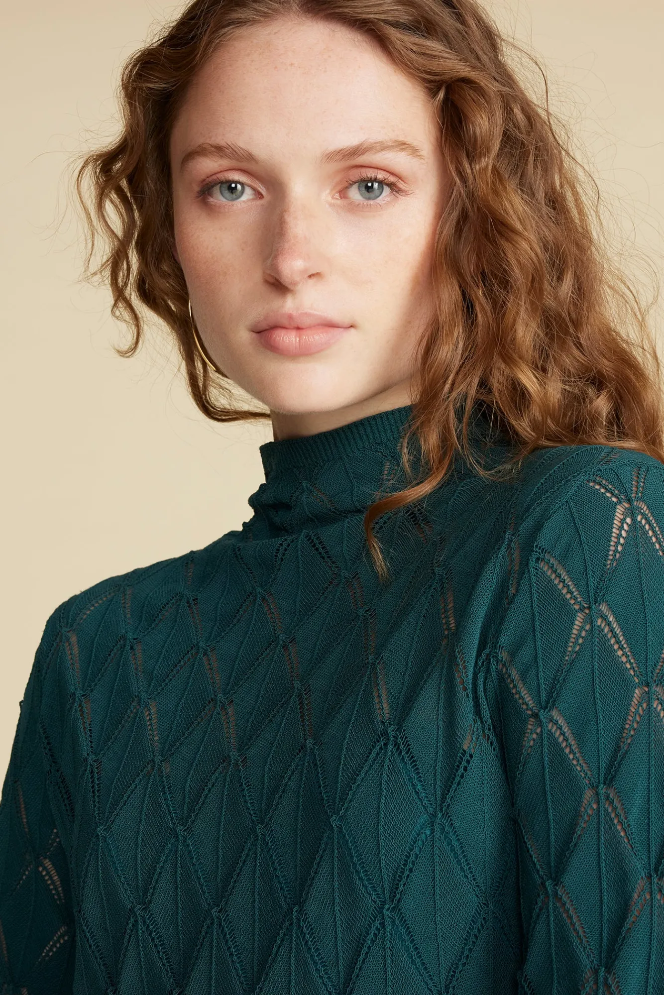 Amour Vert Dore Diamond Pointelle Midi Dress- Dresses