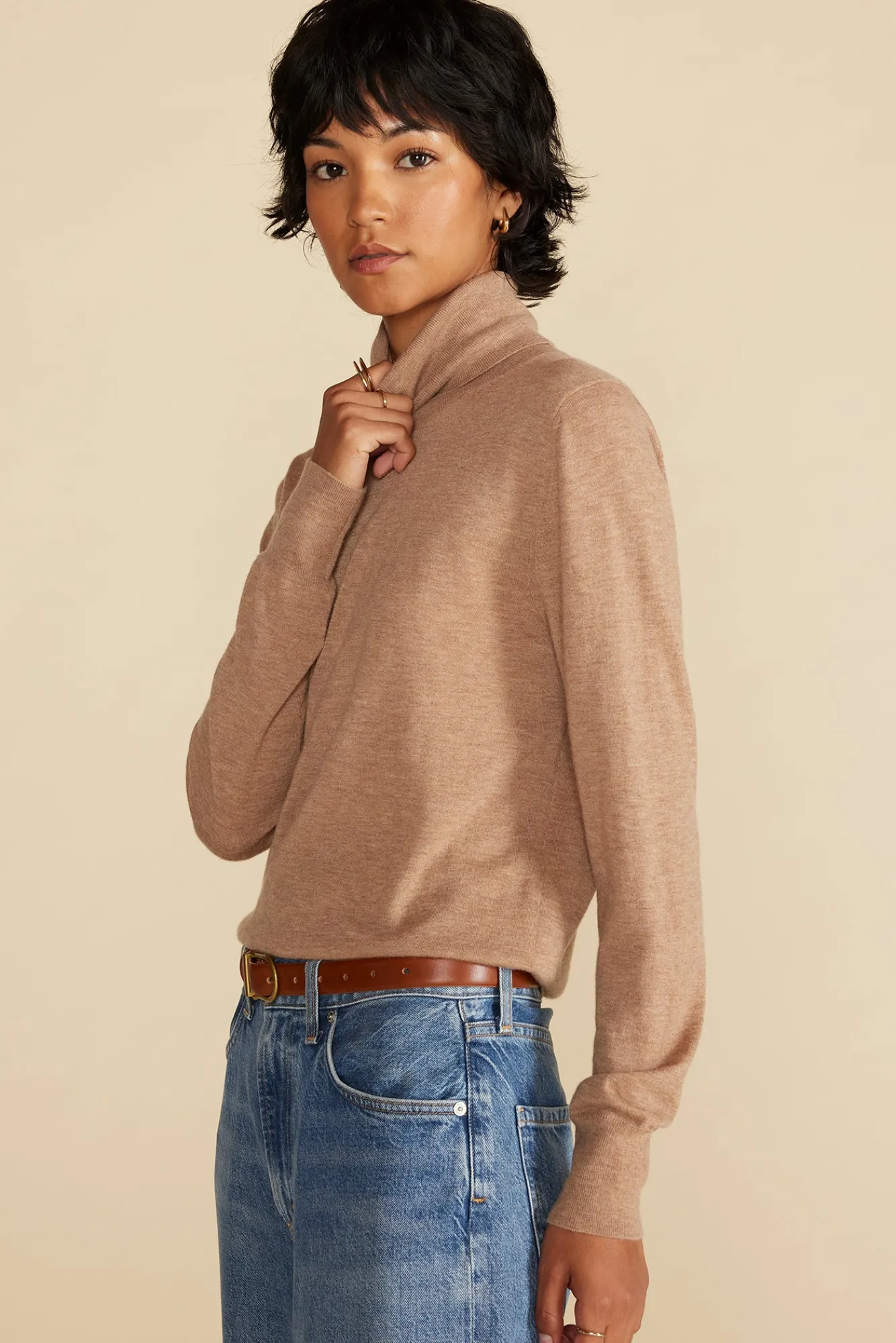 Amour Vert Carrie Turtleneck Cashmere Sweater- Sweaters & Cardigans|Clearance