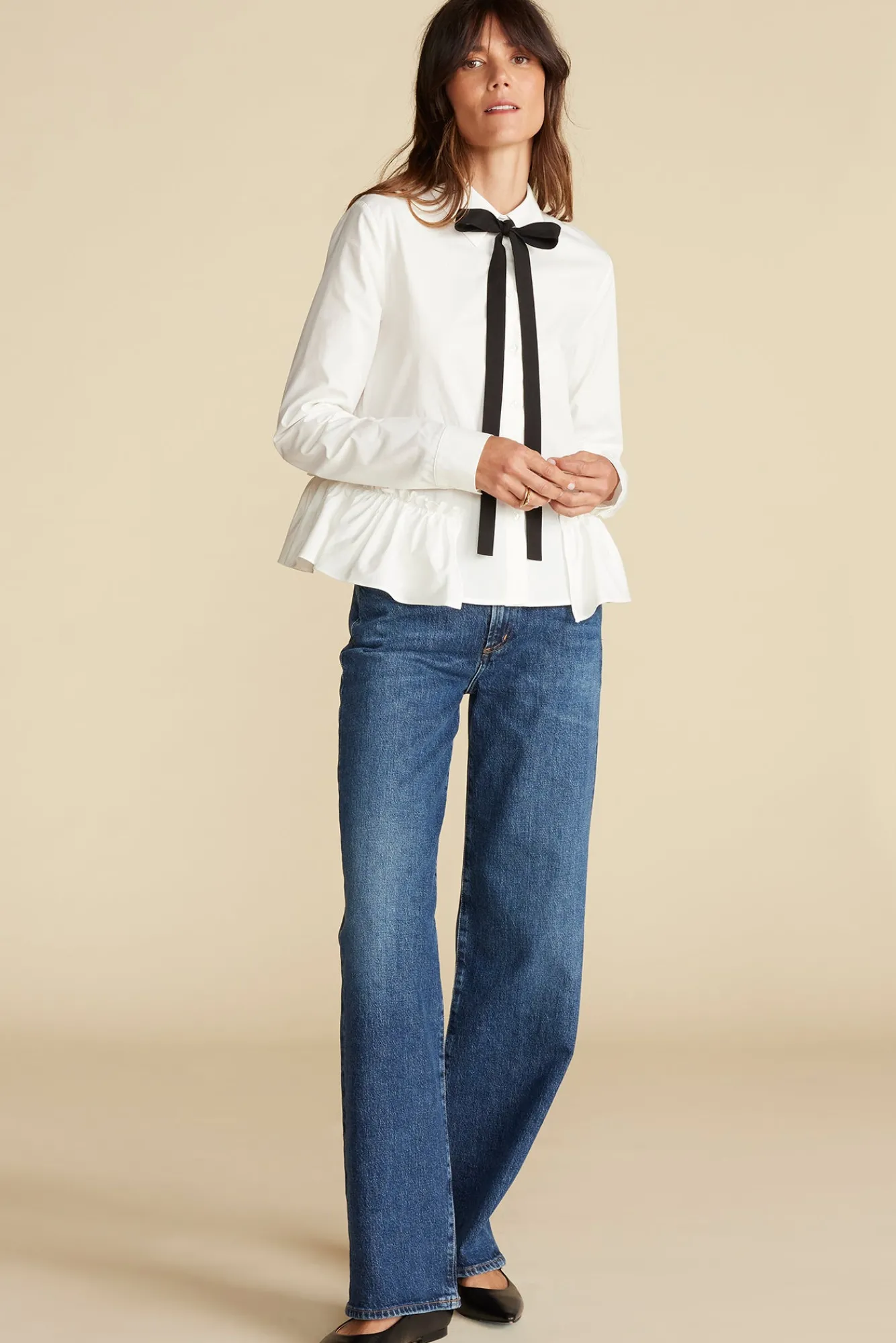 Amour Vert Cottine Cotton Poplin Tie Blouse- Blouses & Shirts|Tops