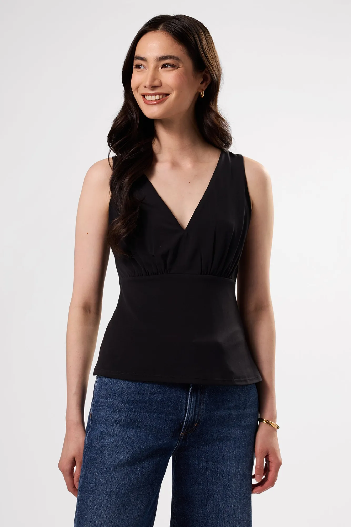 Amour Vert Zoe Deep V Tank- Tops|Clearance