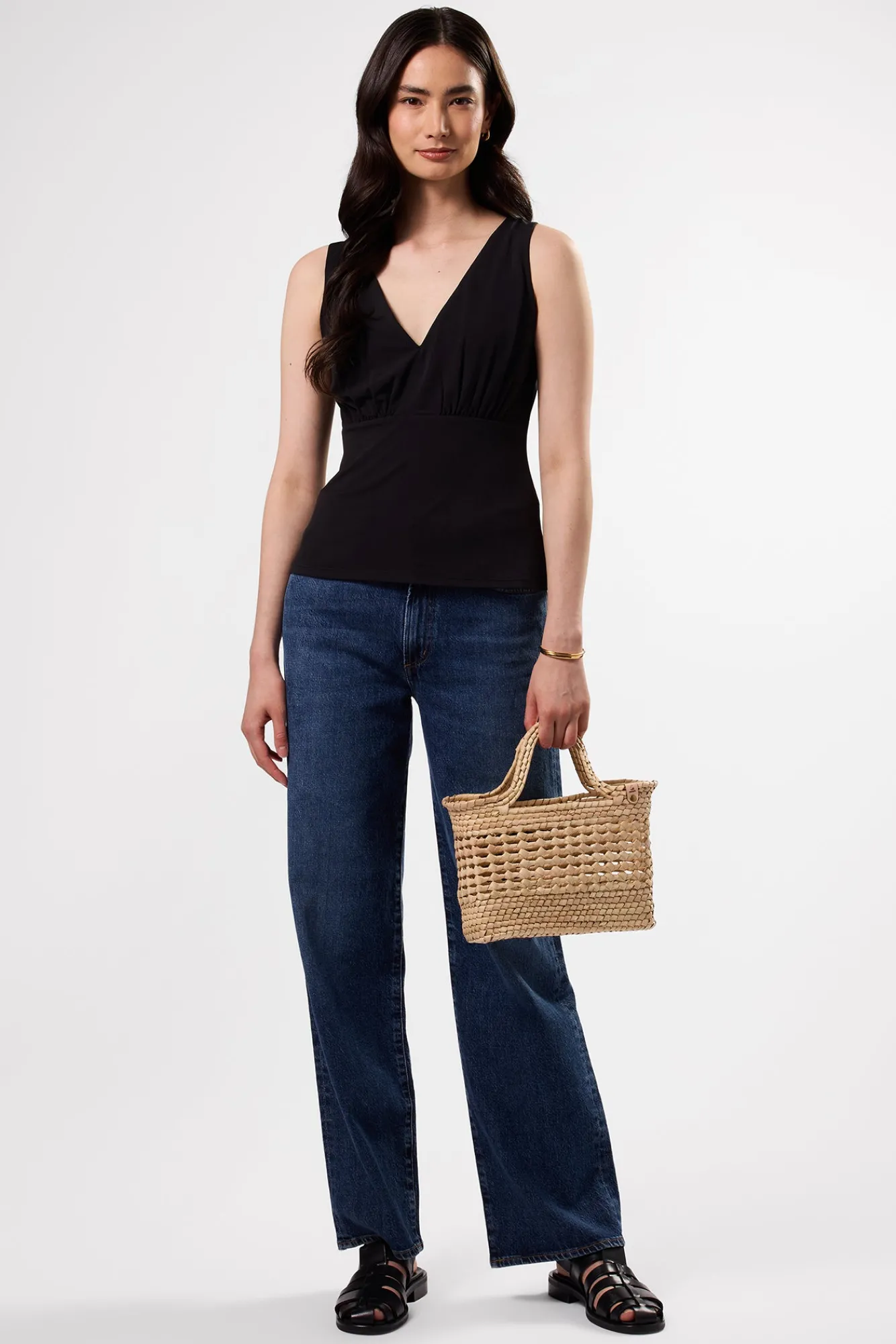 Amour Vert Zoe Deep V Tank- Tops|Clearance