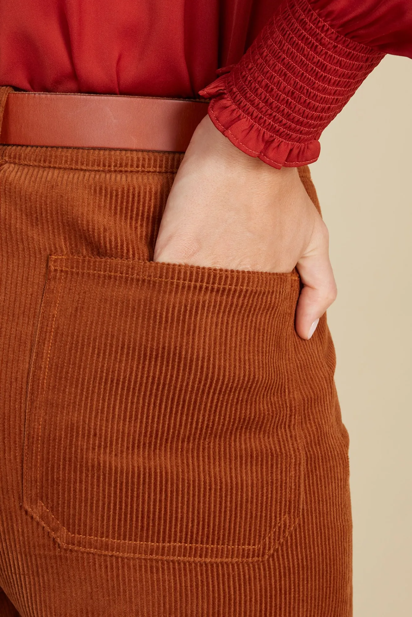 Amour Vert Wide Leg Utility Corduroy Pant- Pants|Clearance