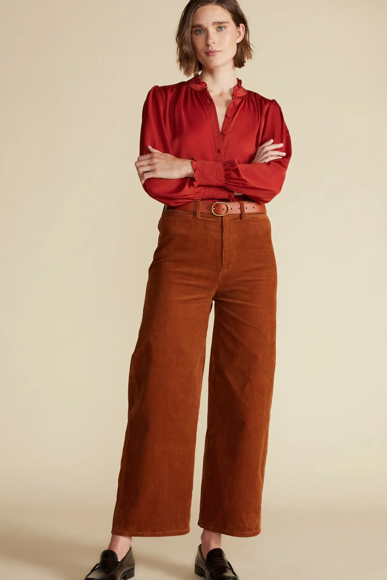 Amour Vert Wide Leg Utility Corduroy Pant- Pants|Clearance