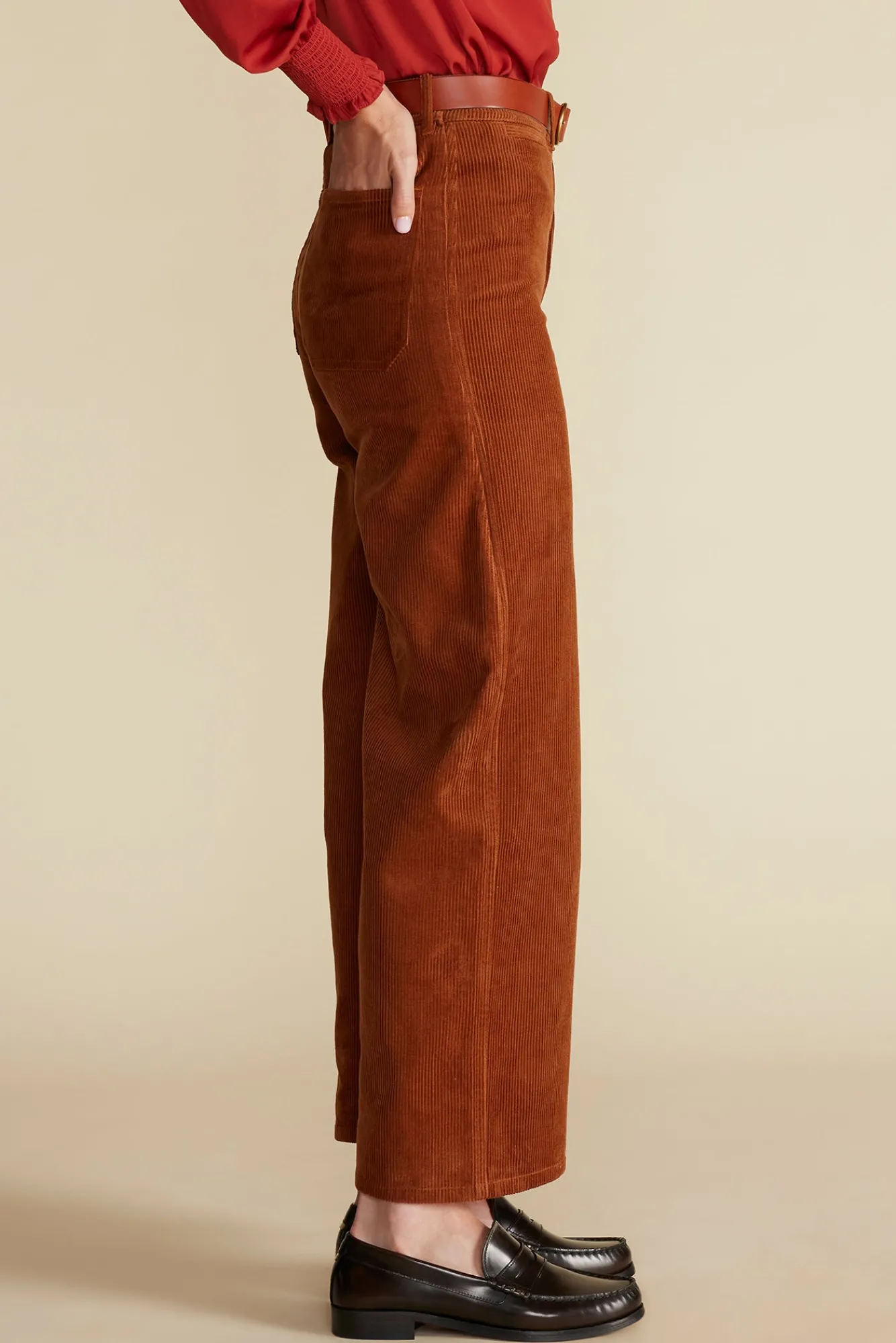 Amour Vert Wide Leg Utility Corduroy Pant- Pants|Clearance