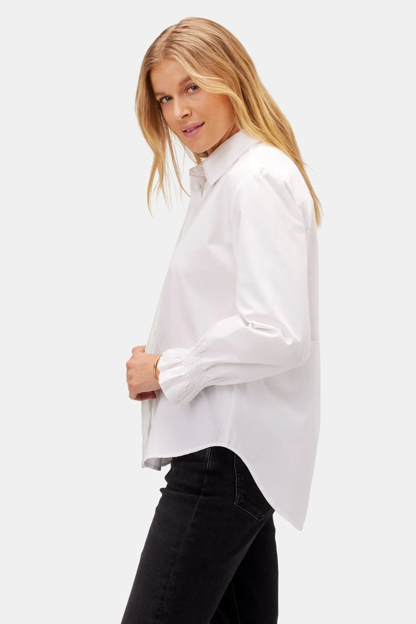 Amour Vert Bixby Organic Cotton Poplin Blouse- Tops|Clearance