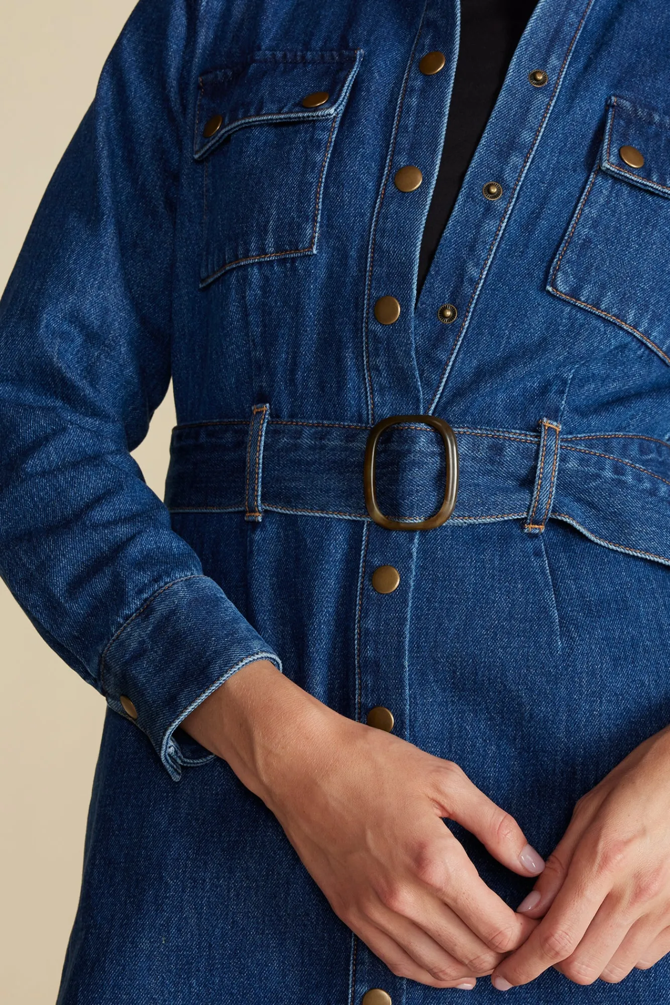 Amour Vert Joyce Denim Shirt Dress- Dresses|Denim