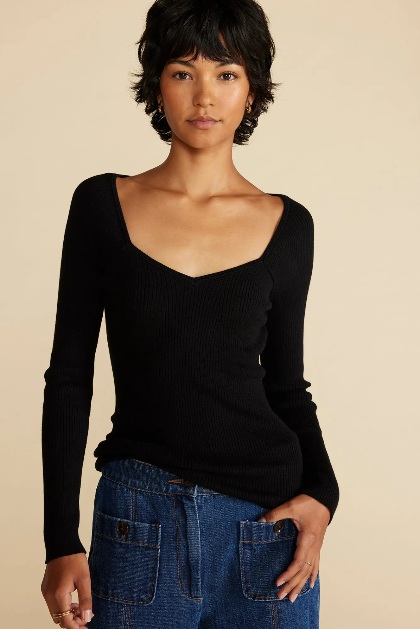 Amour Vert Maelle Square Neck Sweater- Sweaters & Cardigans|Tops