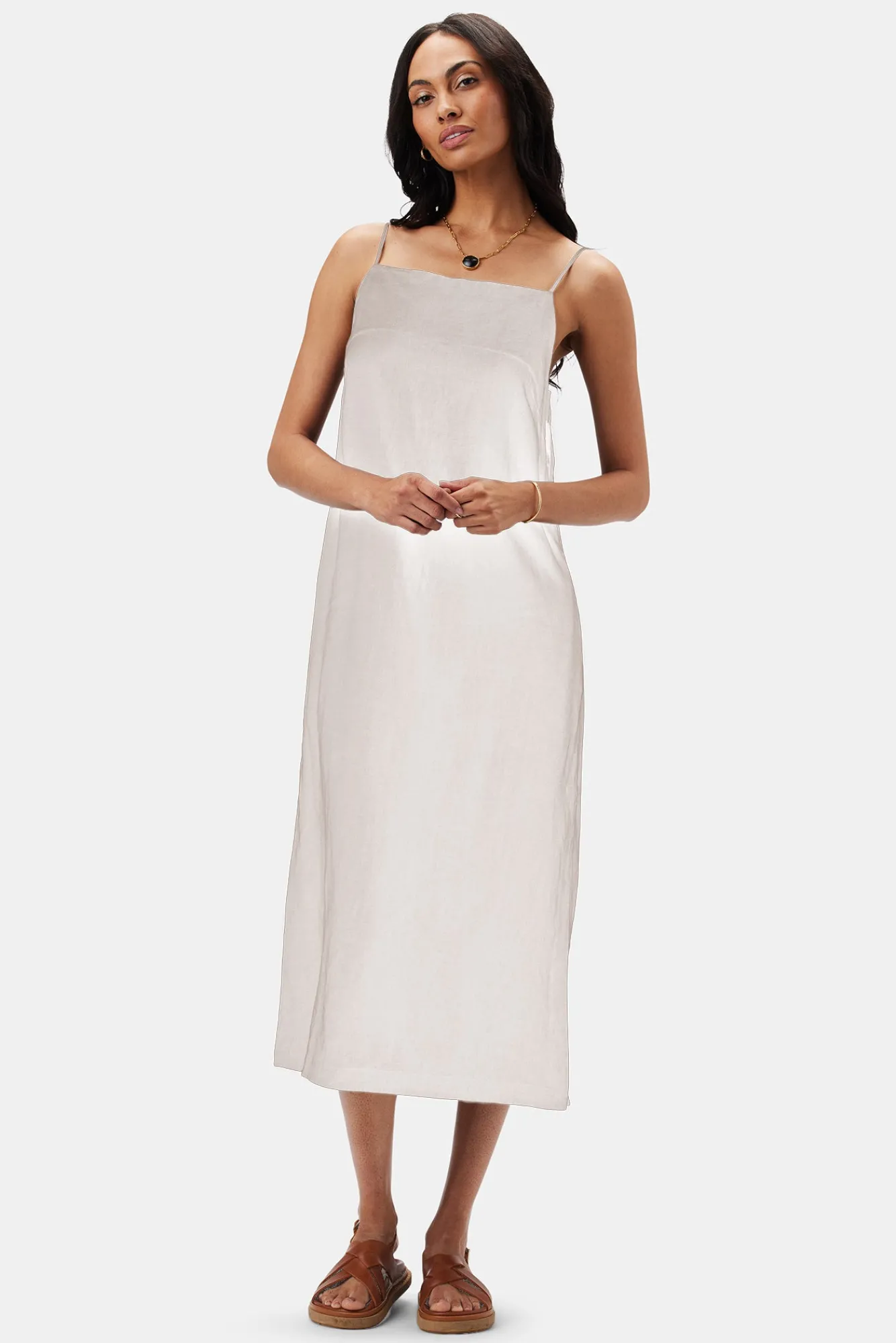 Amour Vert Lilly Pilly Kai Organic Linen Slip Dress- Dresses|Clearance