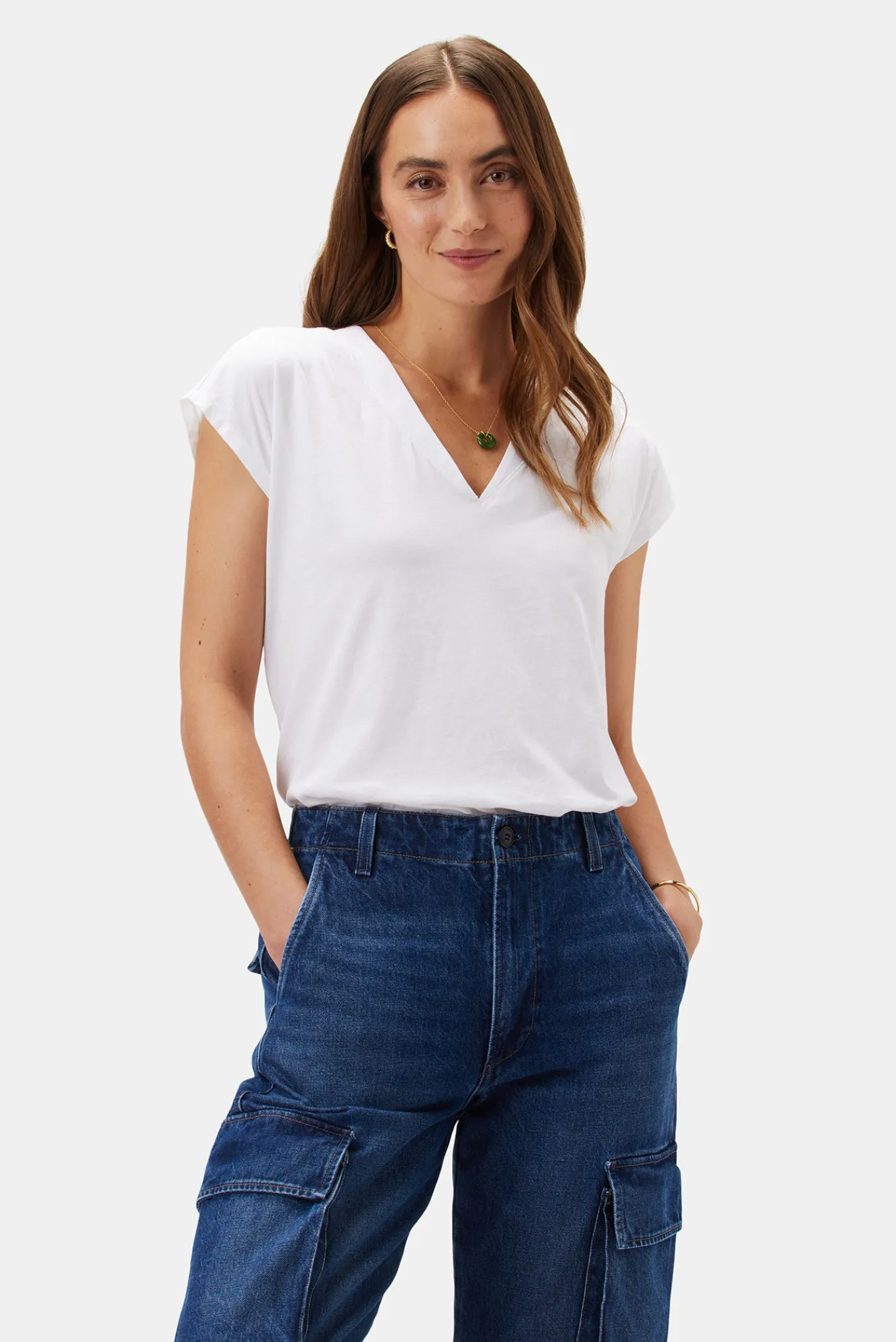 Amour Vert V Neck Solid Tee- Tops|Tees