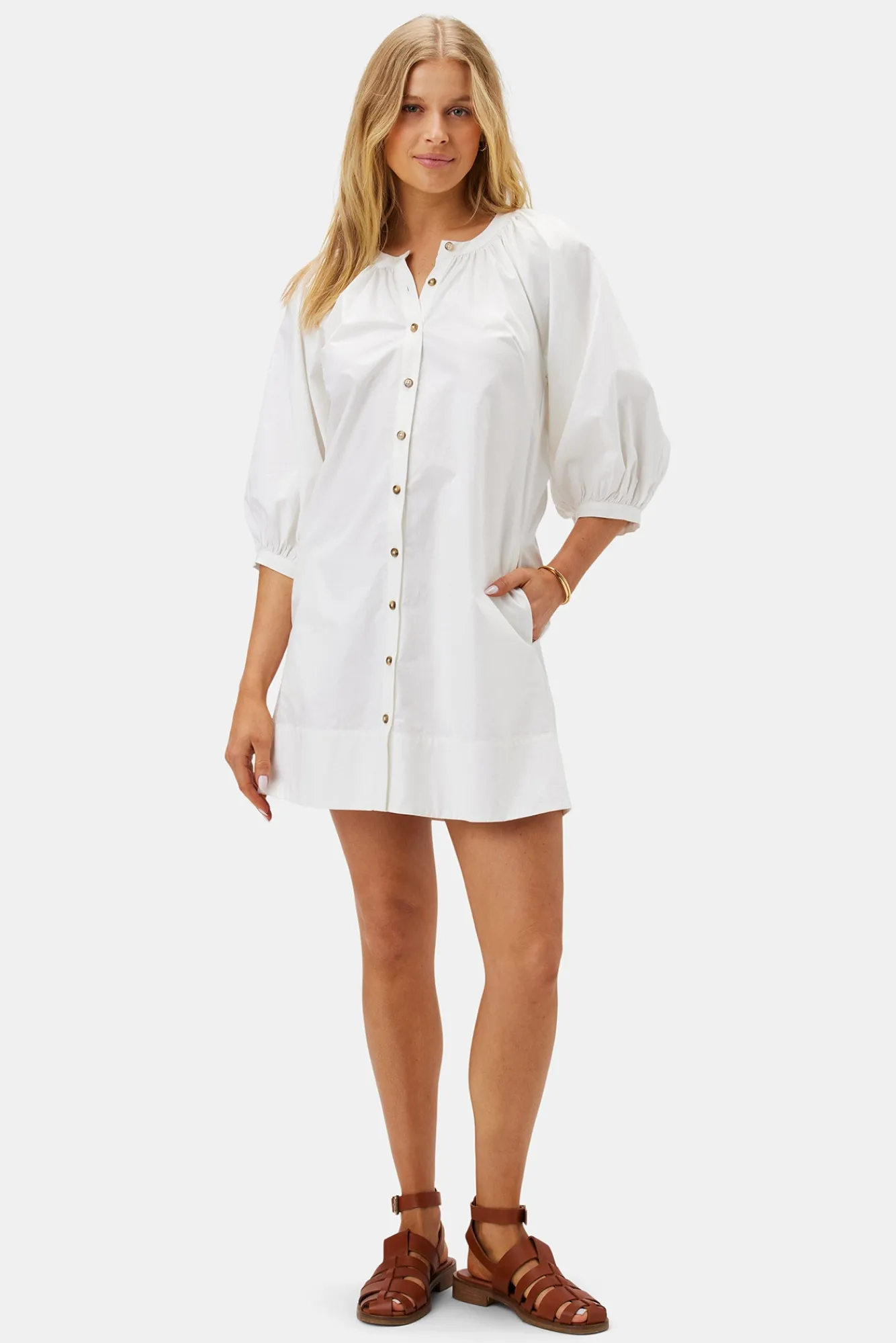 Amour Vert Esther Organic Cotton Poplin Dress- Dresses|Clearance