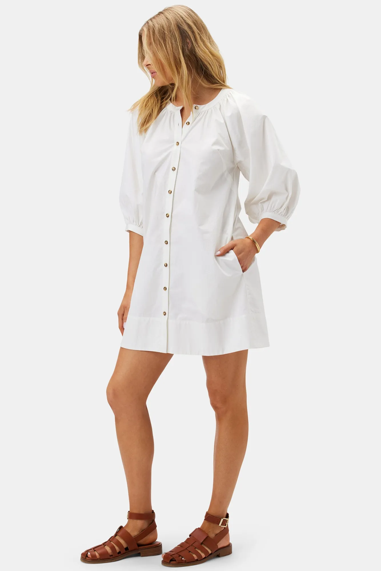 Amour Vert Esther Organic Cotton Poplin Dress- Dresses|Clearance