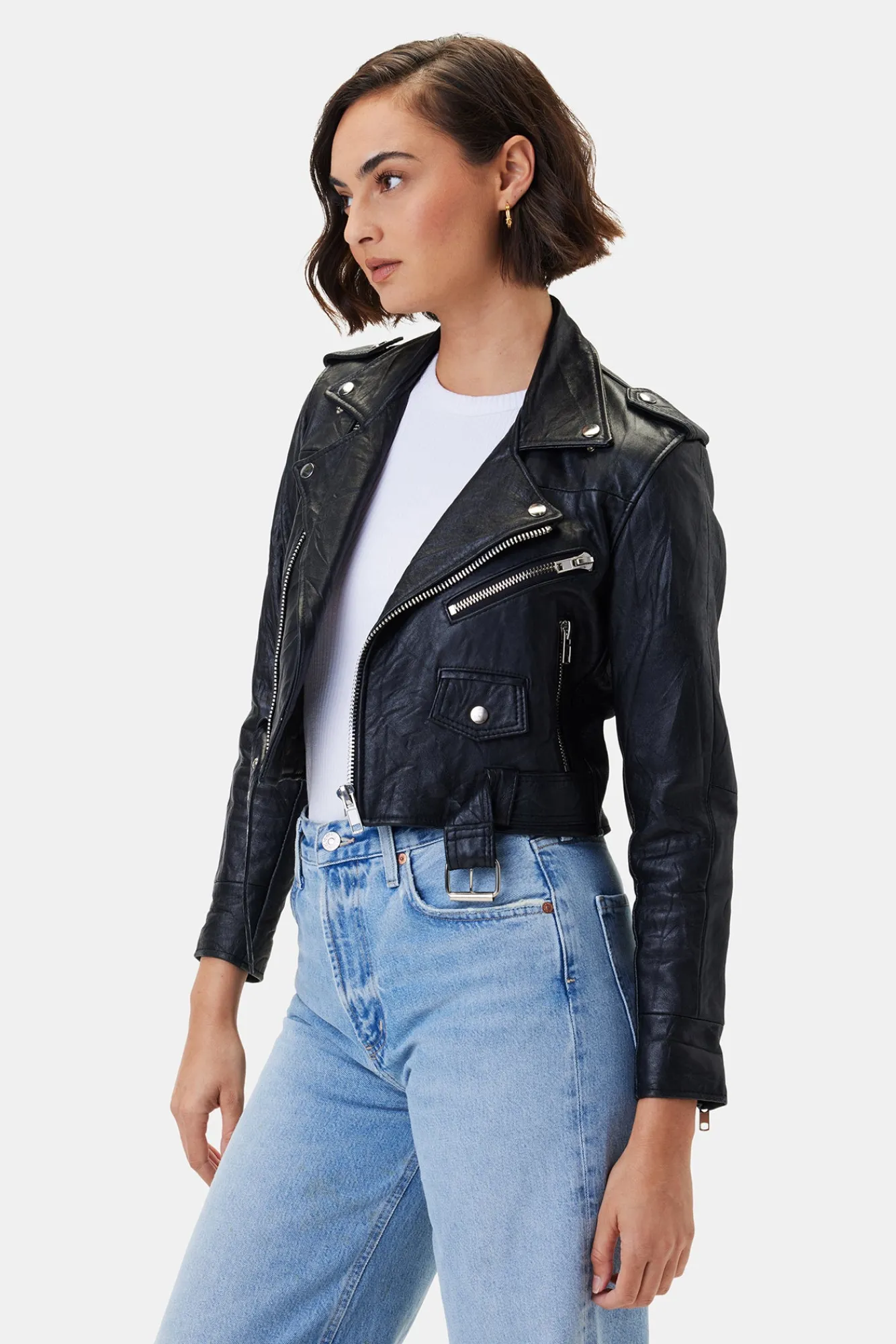 Amour Vert Deadwood Joan Leather Biker Jacket- Jackets & Outerwear