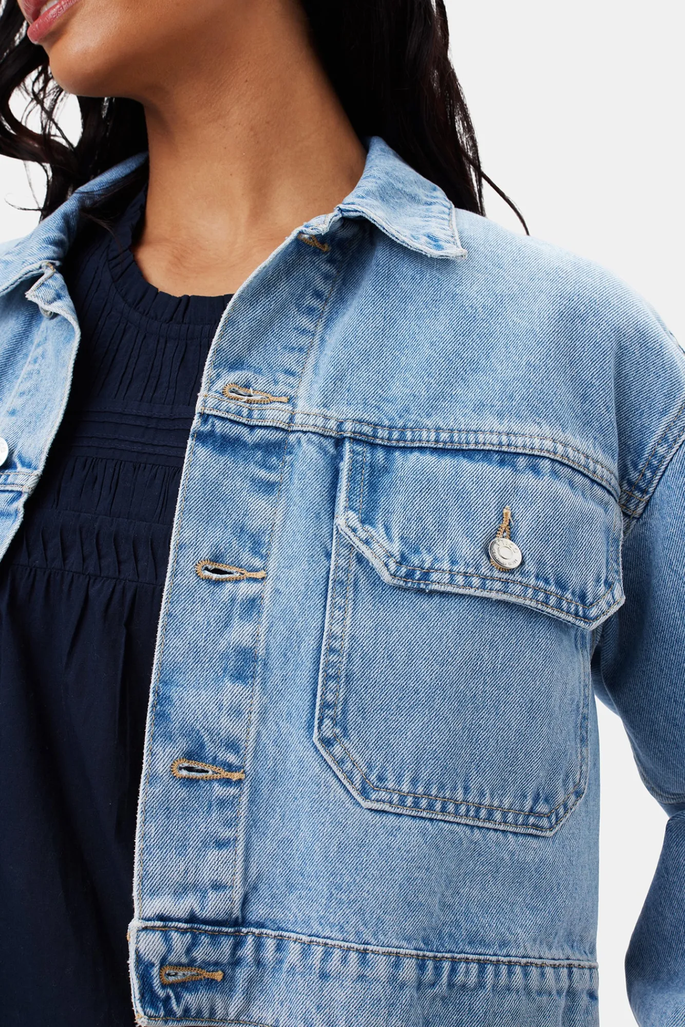 Amour Vert ETICA River Crop Jacket- Jackets & Outerwear|Denim