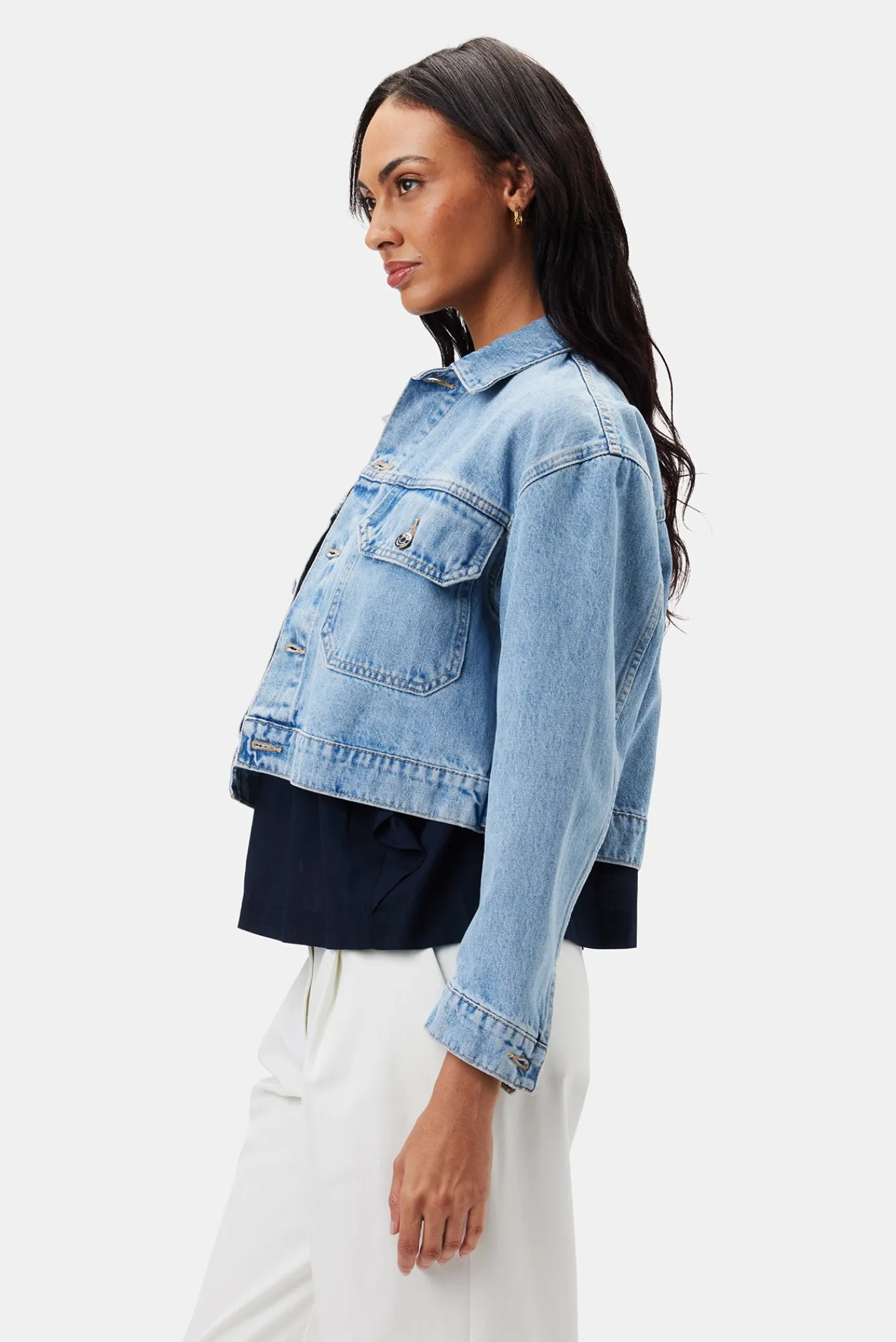 Amour Vert ETICA River Crop Jacket- Jackets & Outerwear|Denim