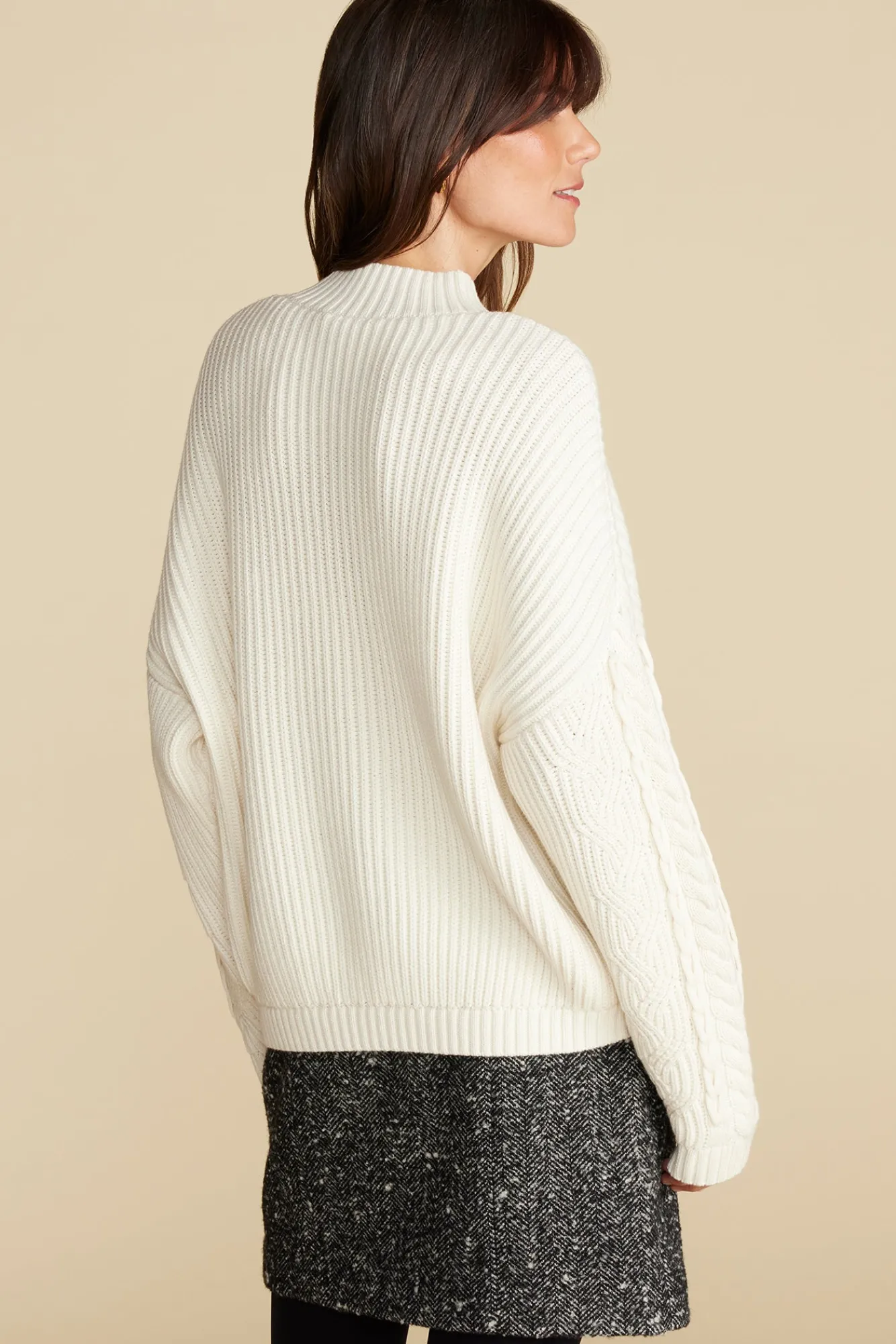 Amour Vert Celeste Cable Cotton Merino Sweater- Sweaters & Cardigans
