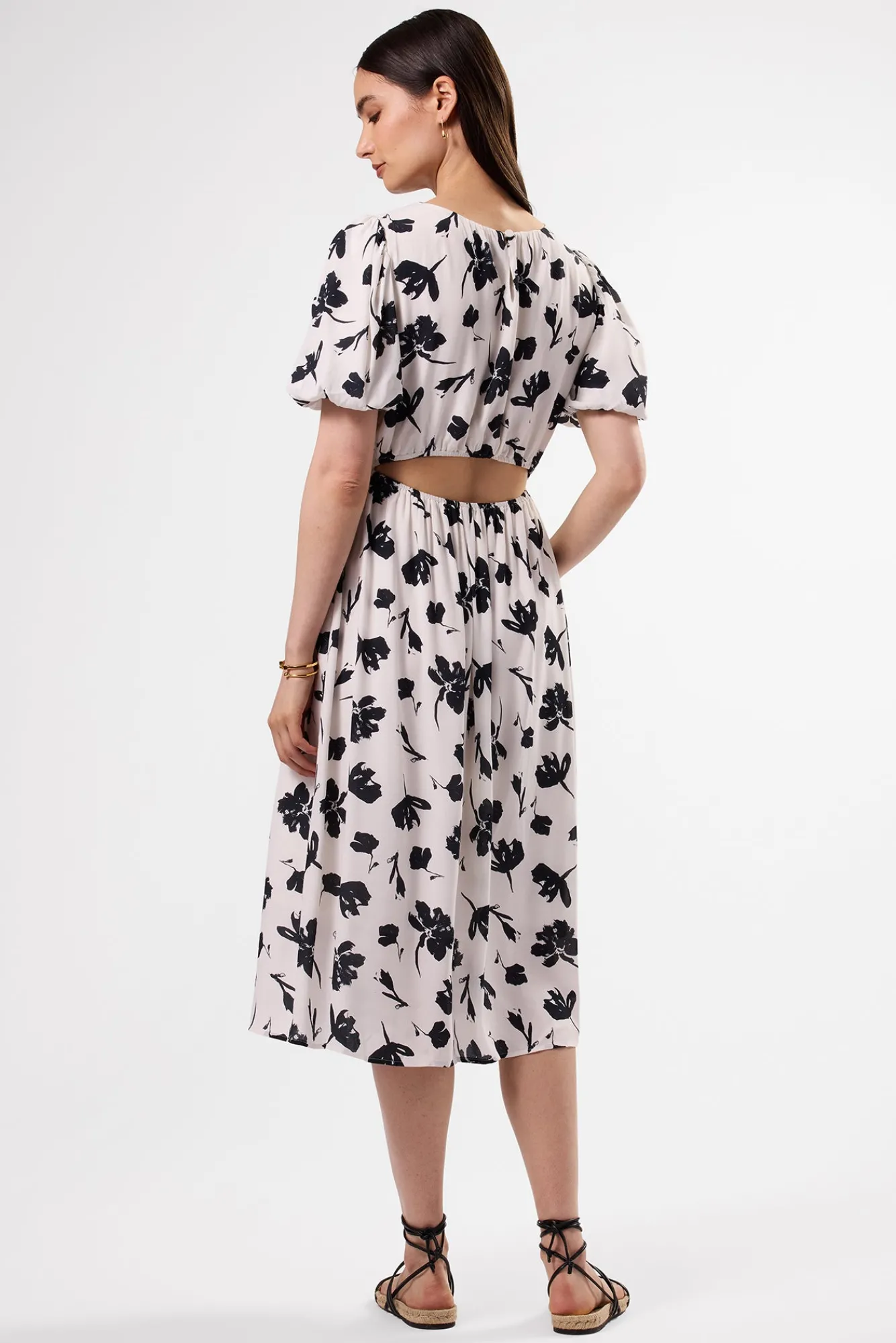 Amour Vert Puff Sleeve Crepe Dress- Dresses|Clearance