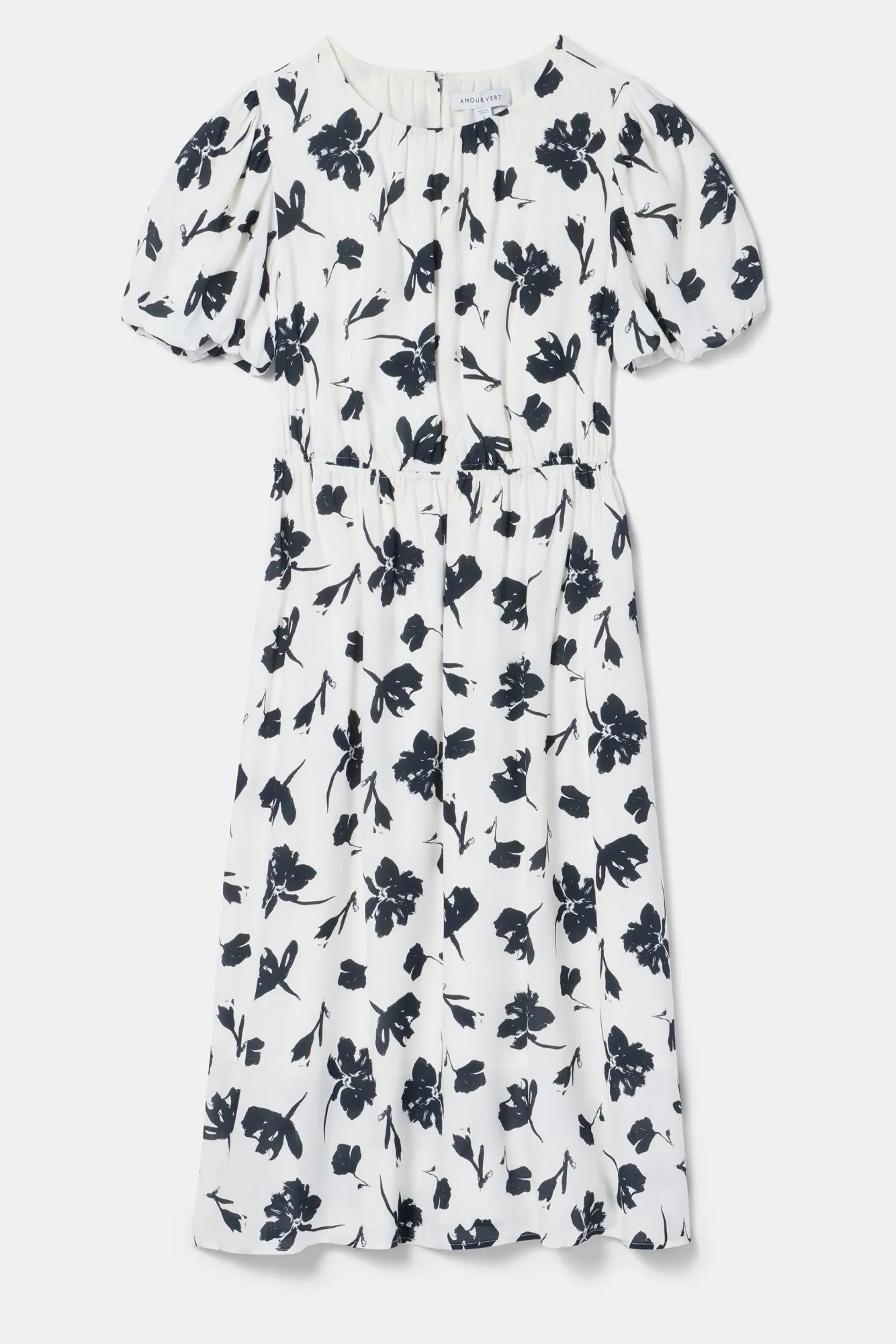 Amour Vert Puff Sleeve Crepe Dress- Dresses|Clearance