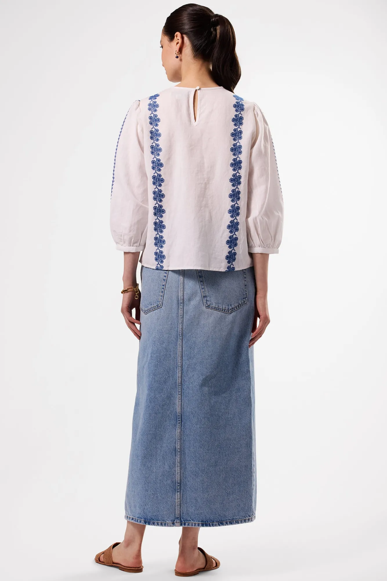 Amour Vert Placed Embroidery Blouse- Tops|Clearance