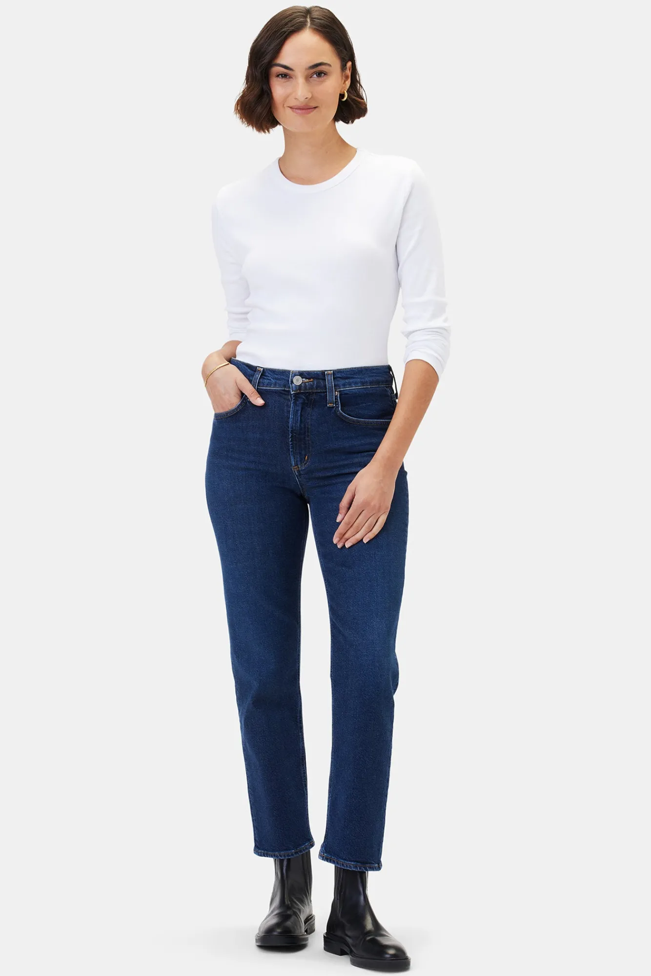 Amour Vert AGOLDE Kye Mid Rise Straight Crop- Pants|Denim