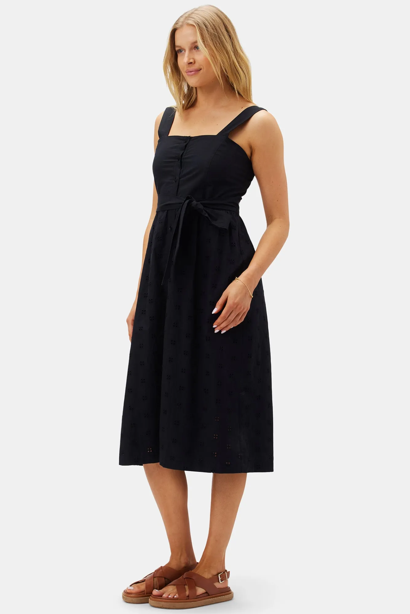 Amour Vert Irene Organic Cotton Eyelet Dress- Dresses|Clearance