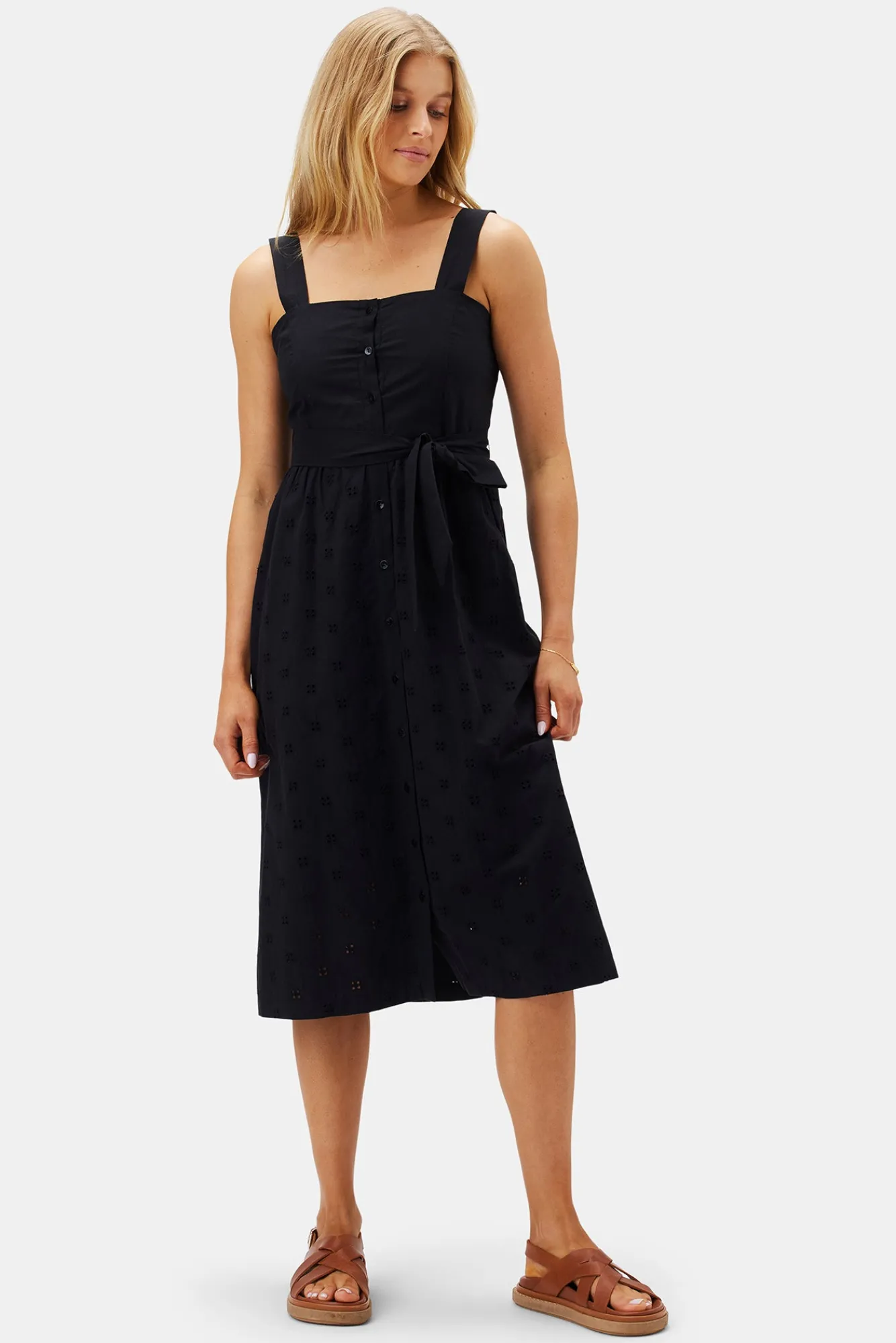 Amour Vert Irene Organic Cotton Eyelet Dress- Dresses|Clearance