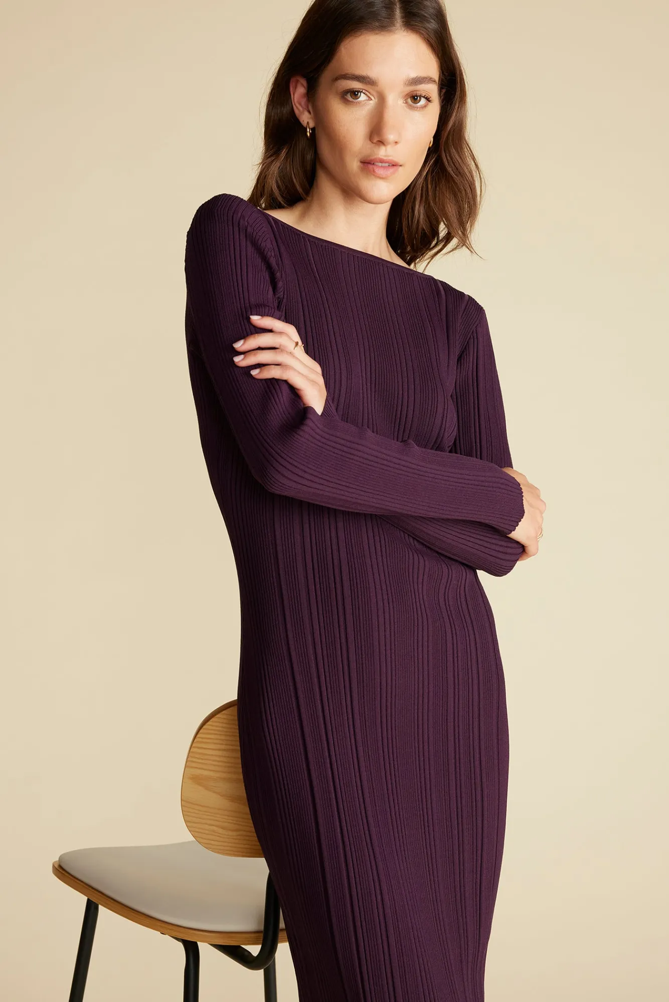 Amour Vert Chantae Boatneck Rib Dress- Dresses|Clearance