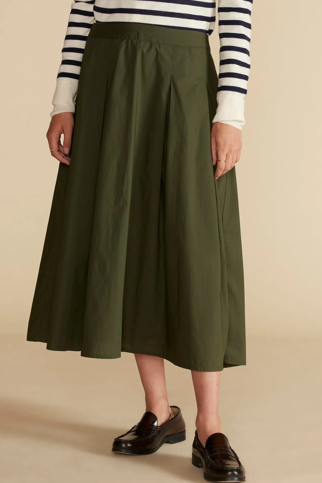 Amour Vert Roselle Pleated Poplin Skirt- Skirts
