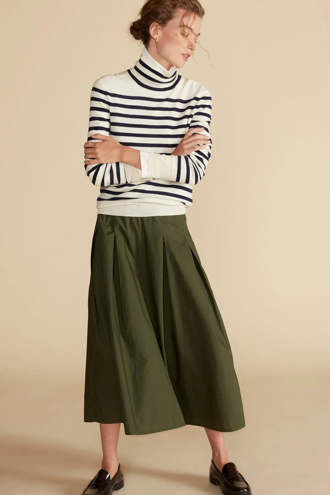 Amour Vert Roselle Pleated Poplin Skirt- Skirts