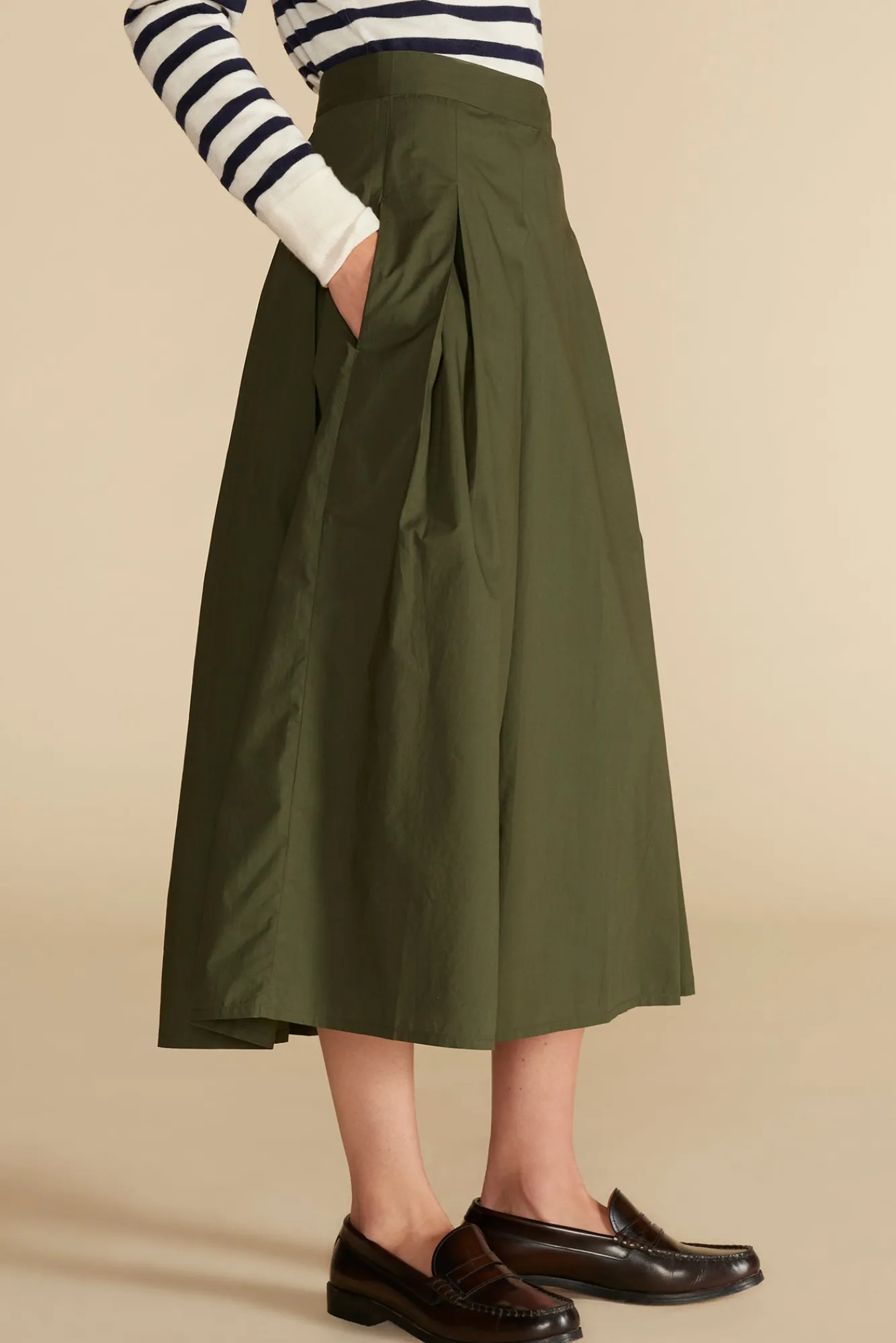Amour Vert Roselle Pleated Poplin Skirt- Skirts