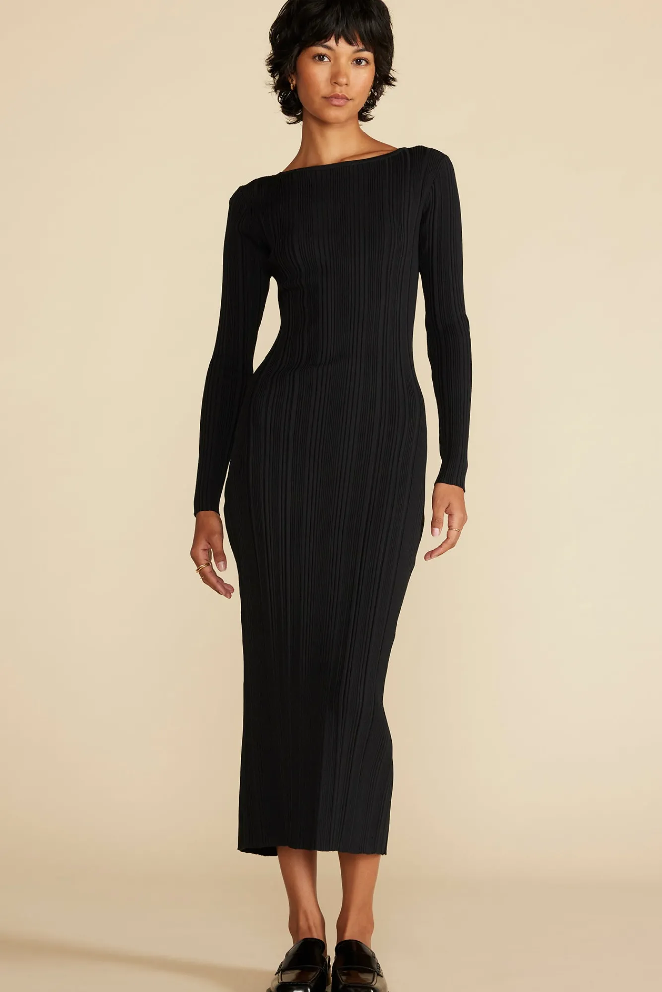Amour Vert Chantae Ribbed Boatneck Dress- Dresses|Clearance