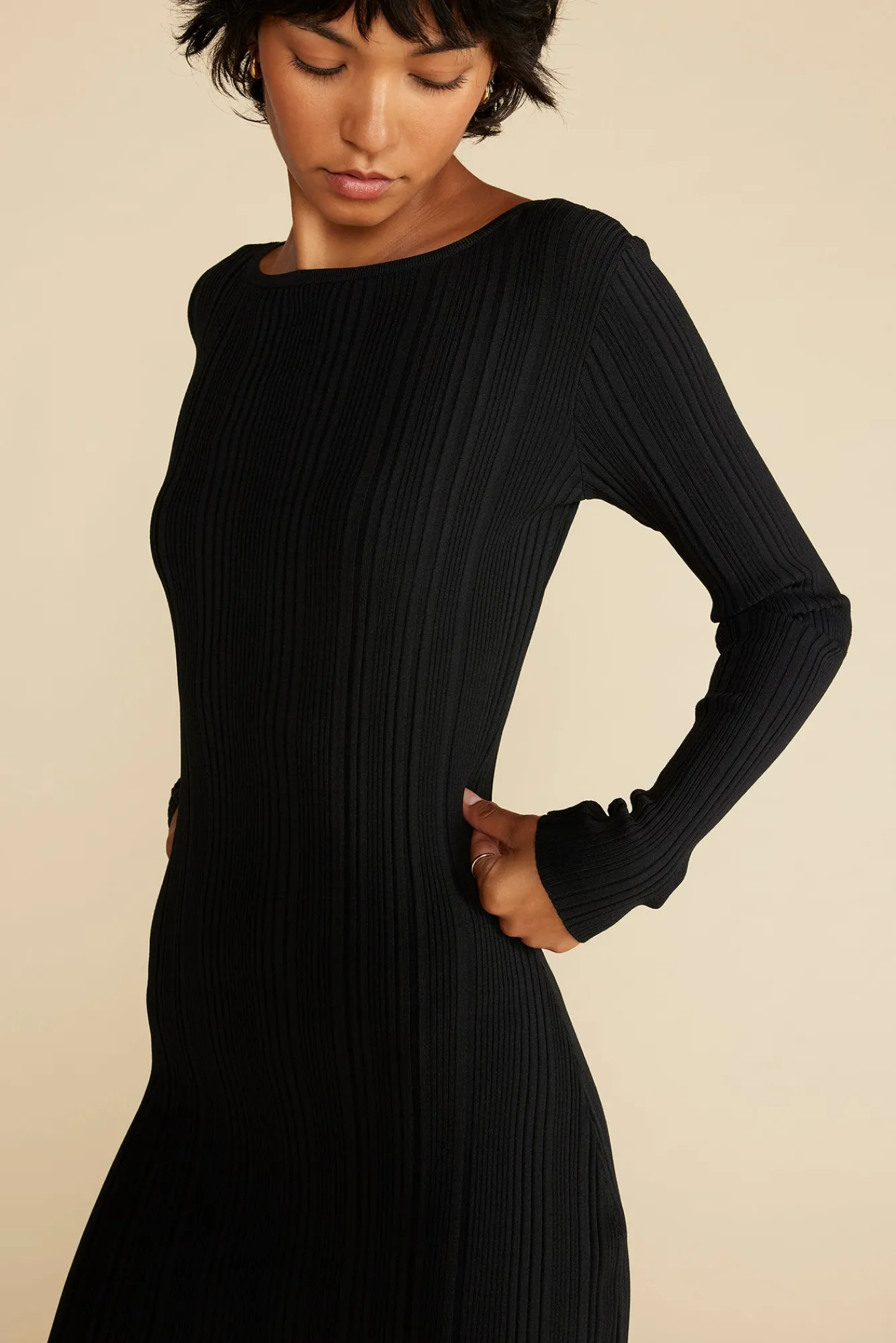 Amour Vert Chantae Ribbed Boatneck Dress- Dresses|Clearance