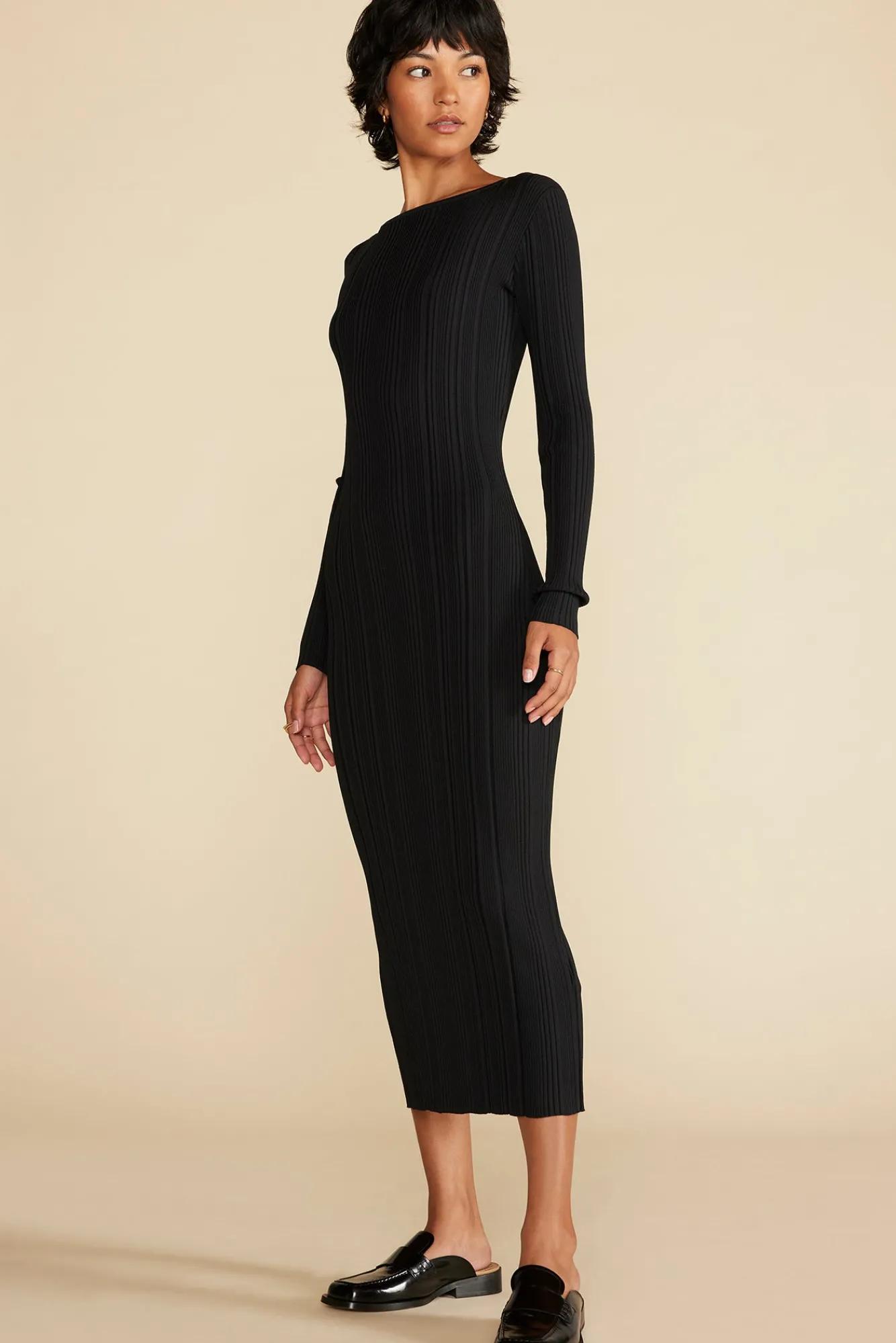 Amour Vert Chantae Ribbed Boatneck Dress- Dresses|Clearance