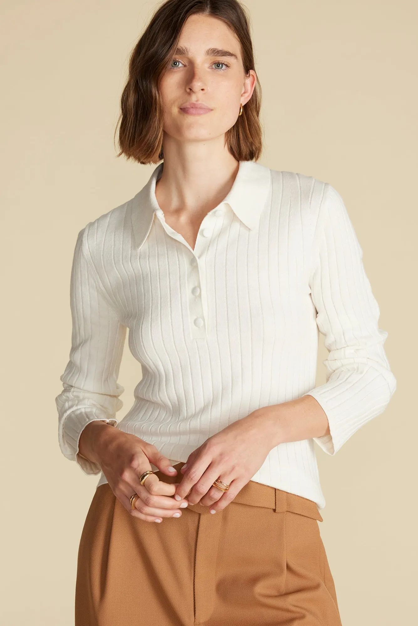 Amour Vert Lorraine Merino Wool Henley Sweater- Sweaters & Cardigans|Clearance