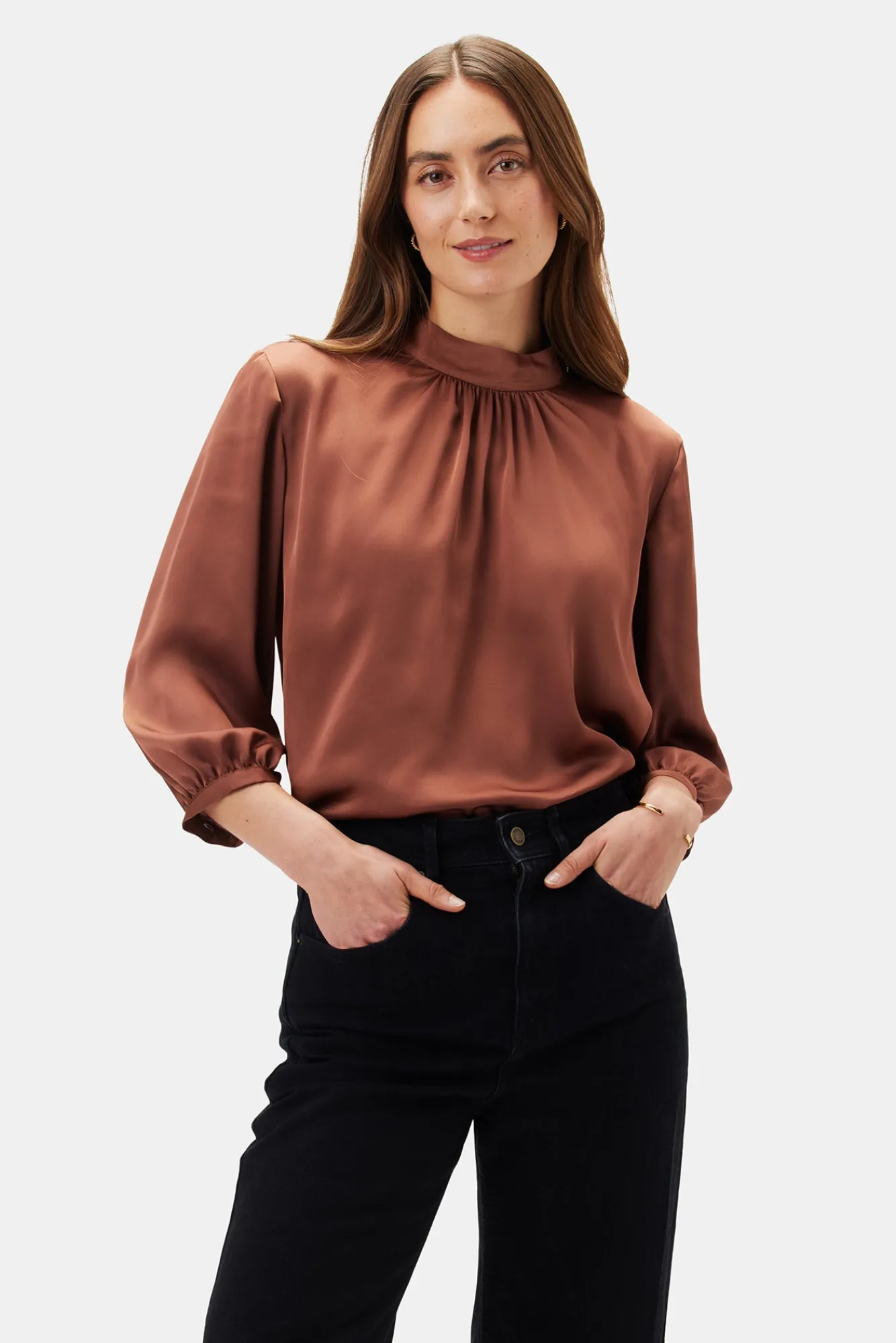 Amour Vert Jeanne 3/4 Sleeve Blouse- Tops|Clearance