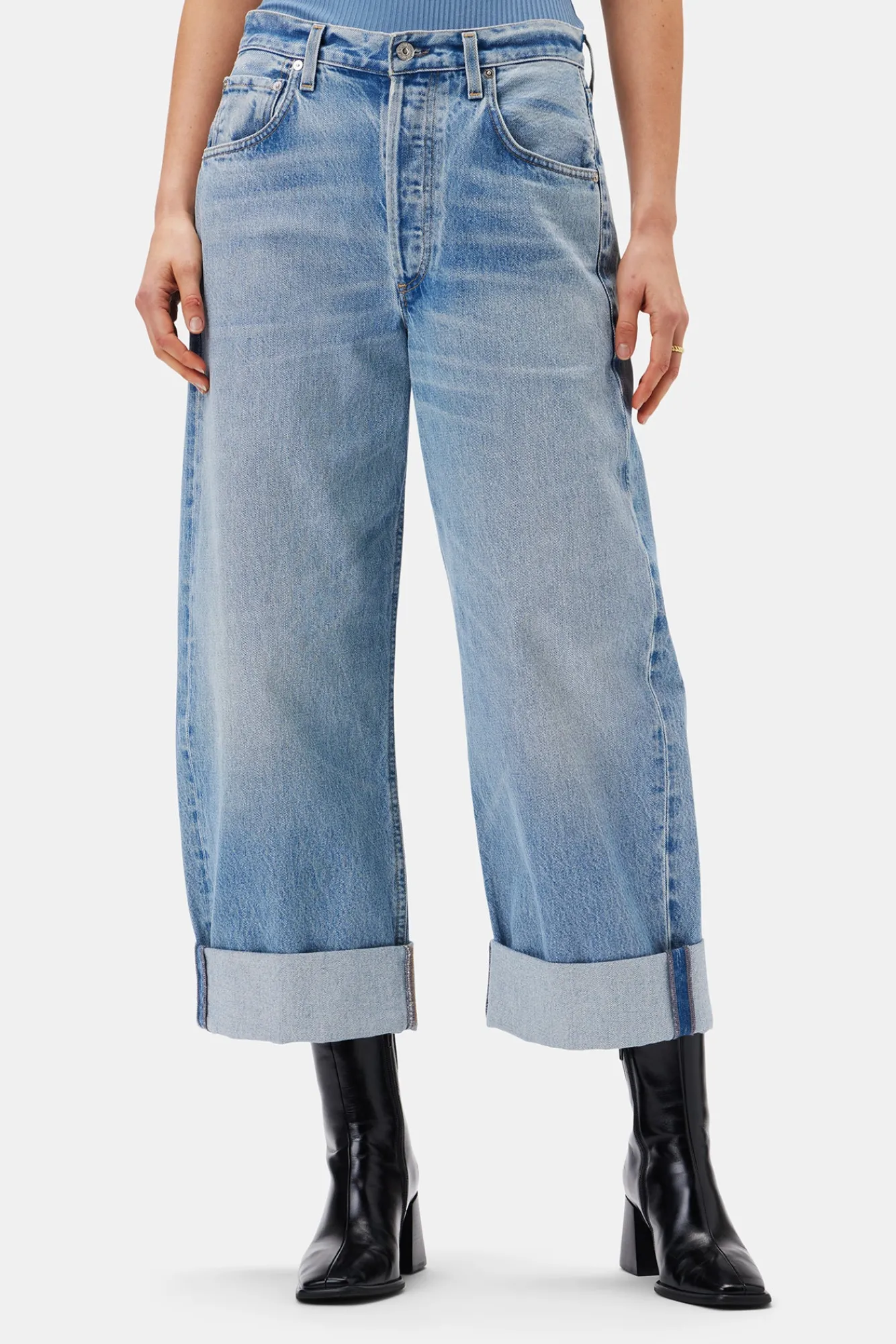 Amour Vert Citizens of Humanity Ayla Baggy Cuffed Crop Jean- Pants|Denim
